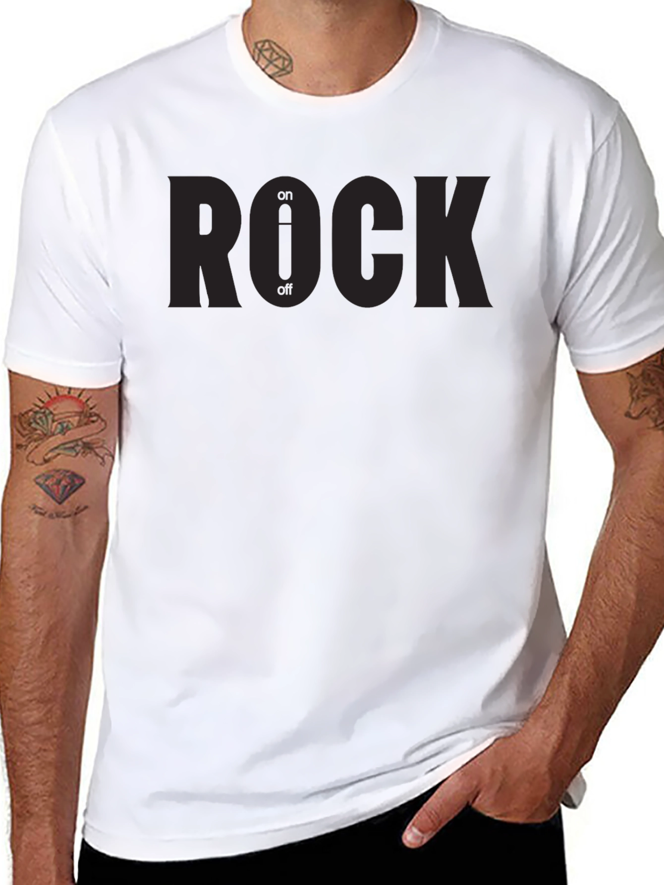 Black Rock On/Off Graphic Tee - Black Crew Neck T-Shirt view 8