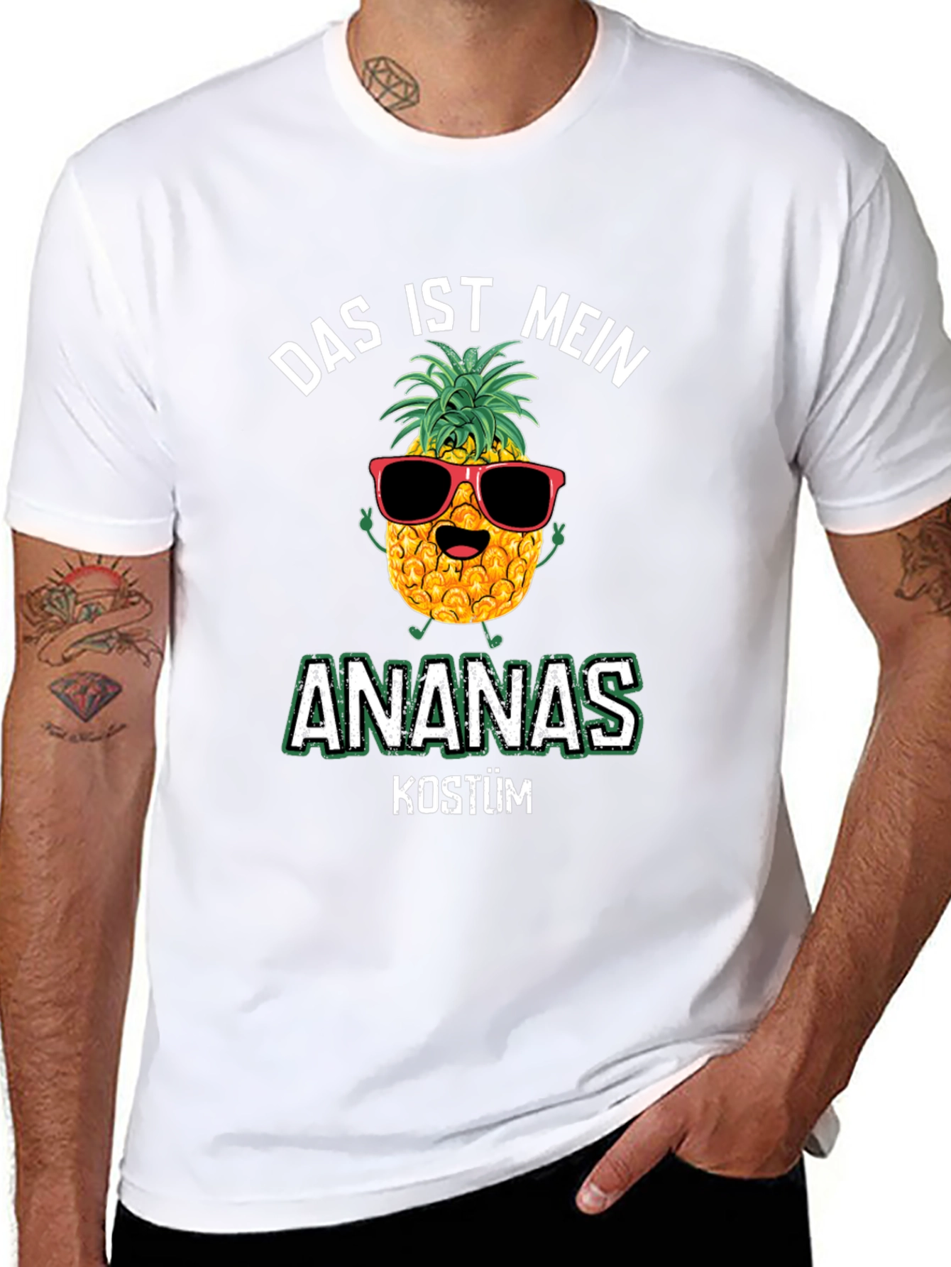 Black Das ist mein Ananas Kostüm Funny German Pineapple T-Shirt view 8