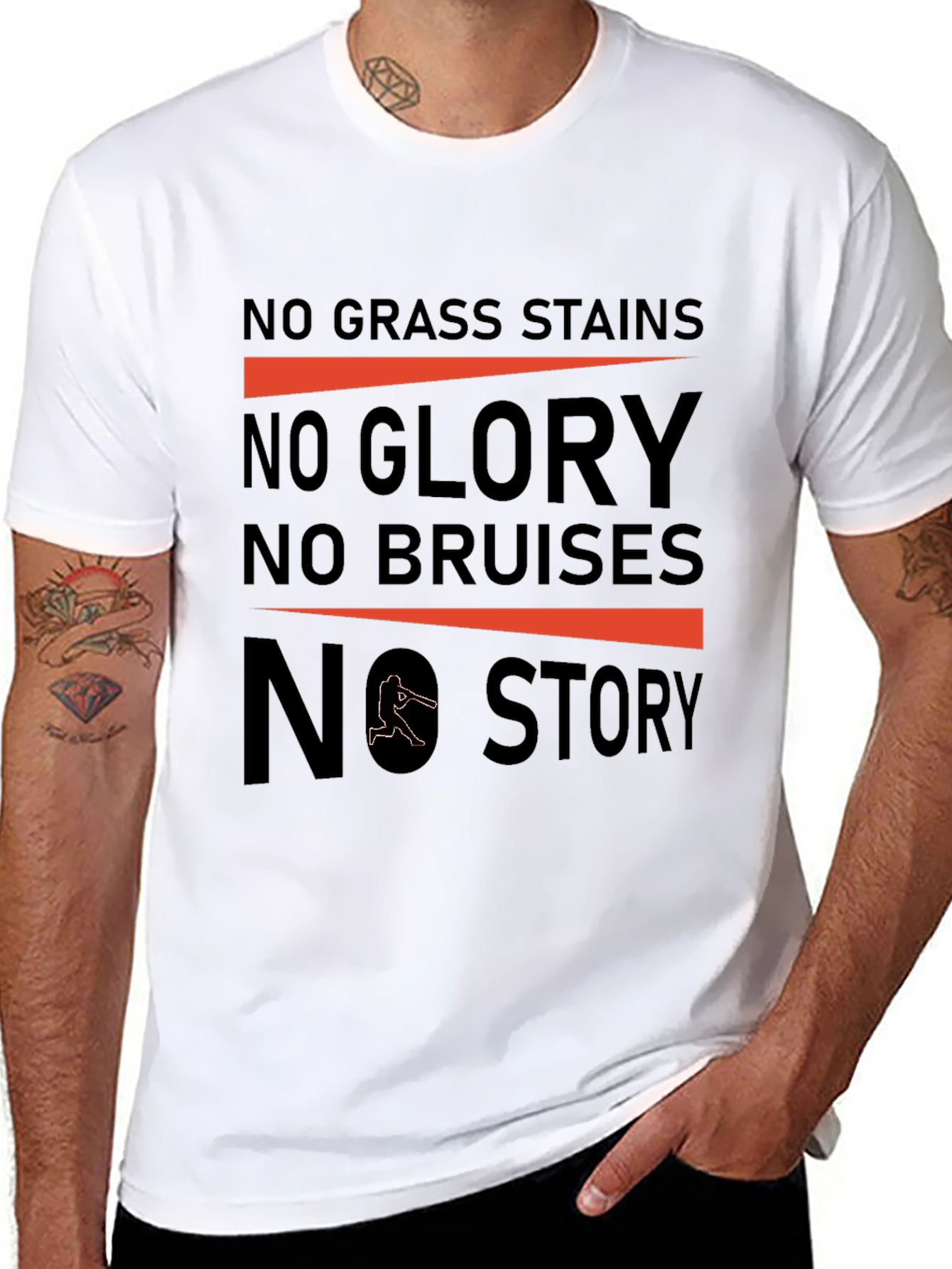 Black No Grass Stains Baseball T-Shirt view 8