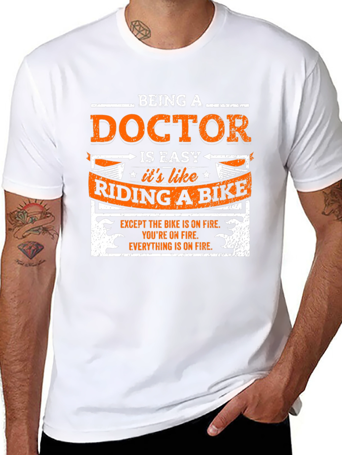 Black Funny Doctor Riding a Bike T-Shirt view 8