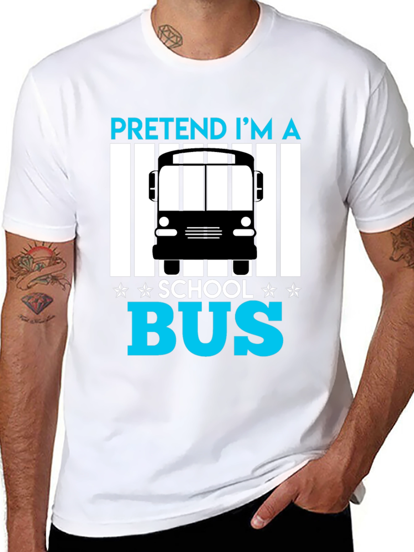 Black Pretend I'm A School Bus Funny T-Shirt view 8