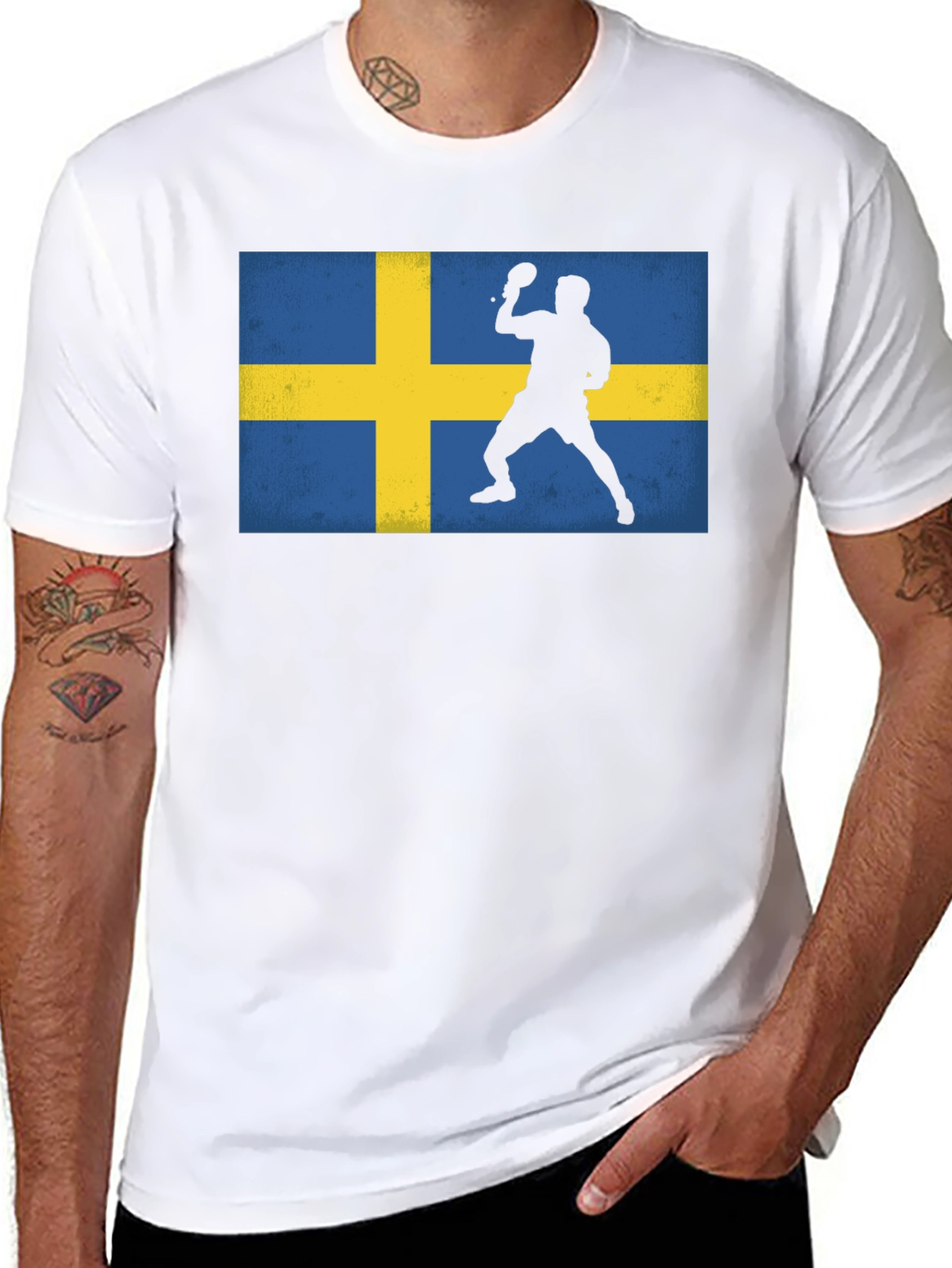 Black Sweden Table Tennis Flag T-Shirt view 8