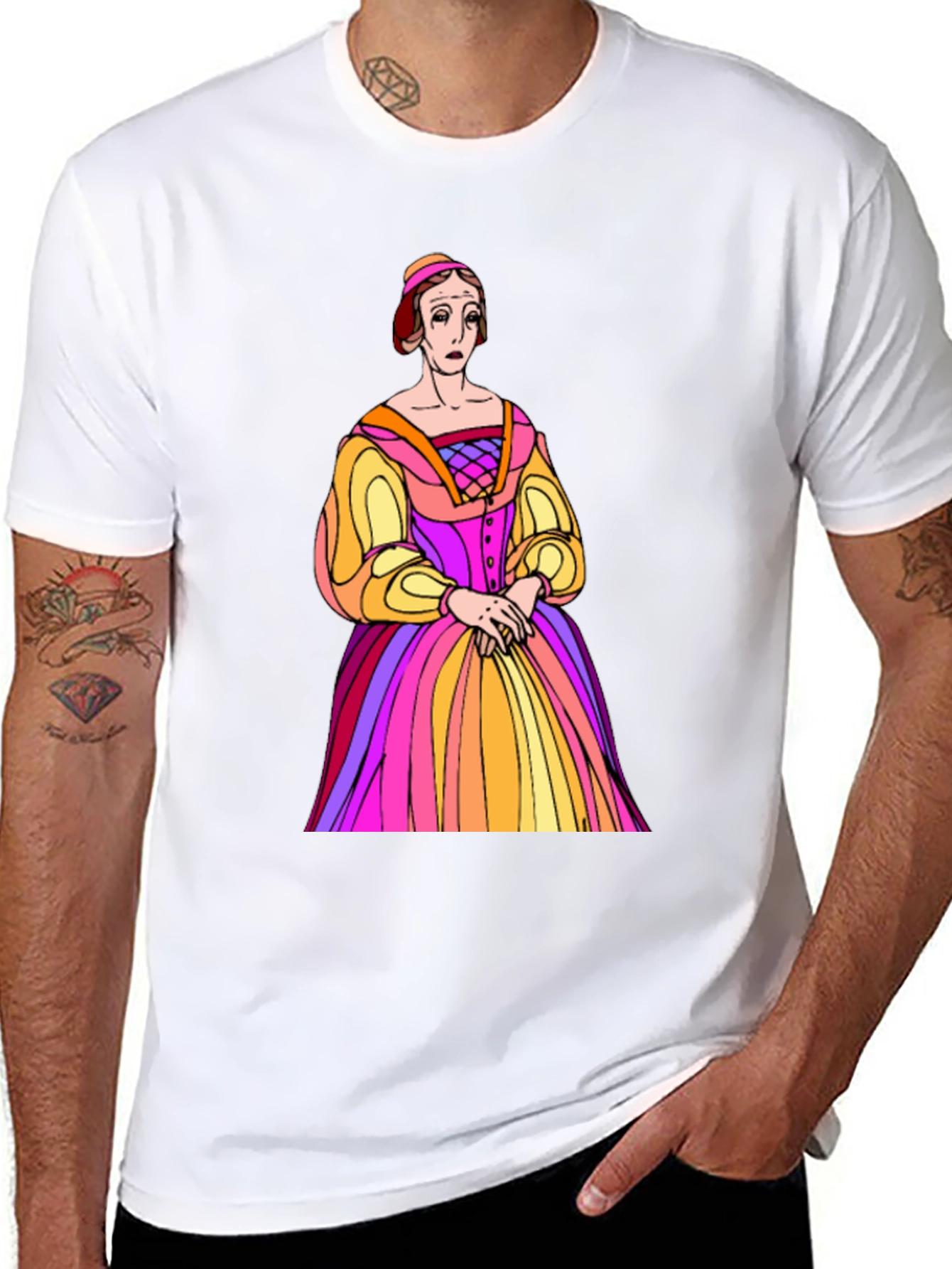 Black Renaissance Portrait T-Shirt - Unique Art Tee view 8