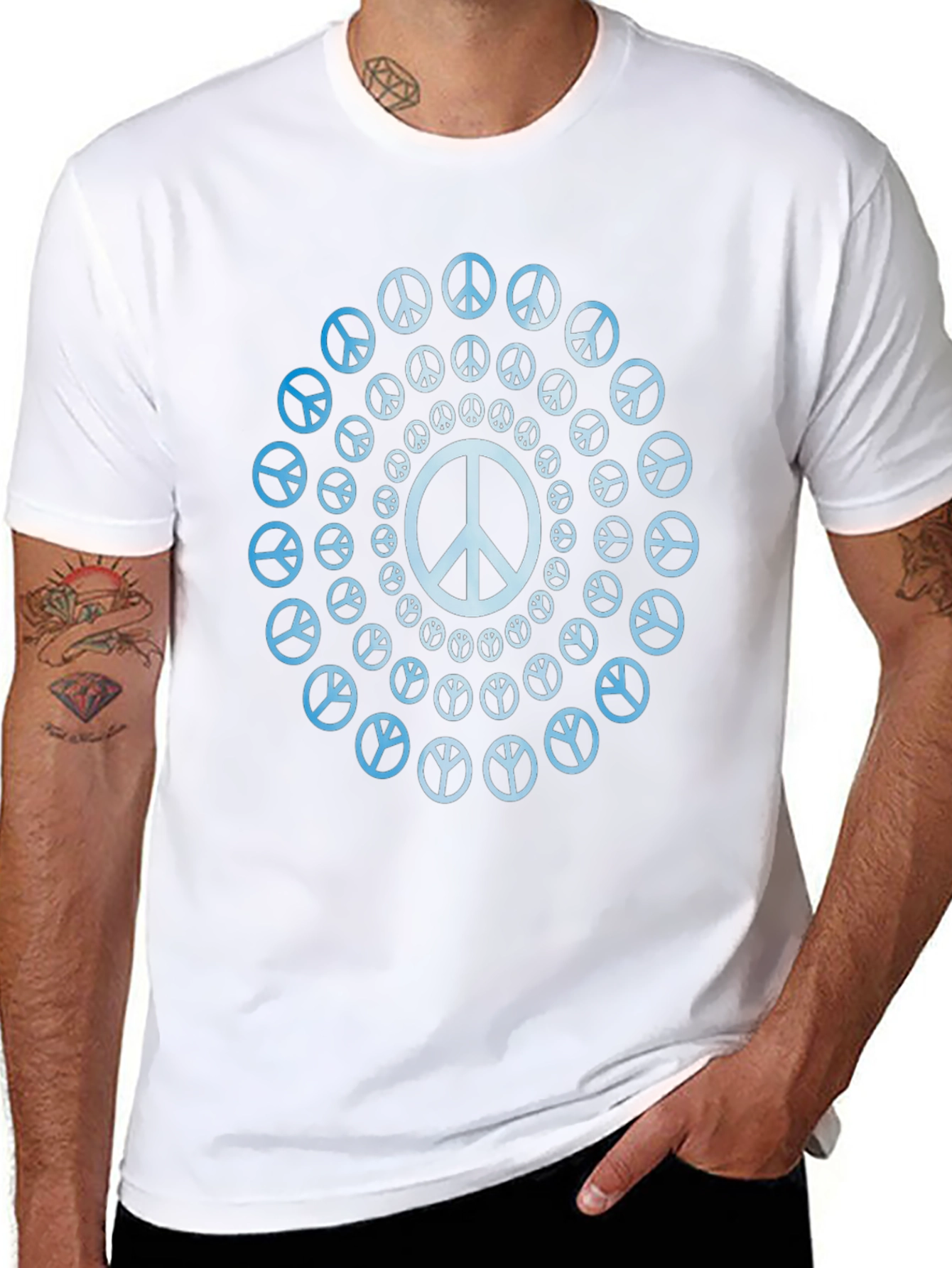 Black Peace Mandala Black T-Shirt view 8