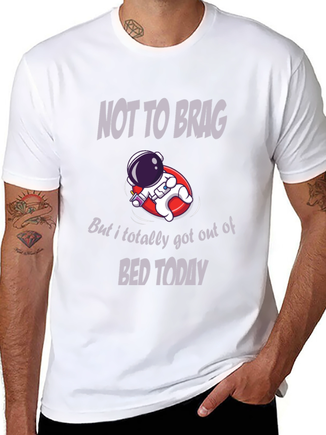 Black Humorous Astronaut T-Shirt: Not to Brag view 8
