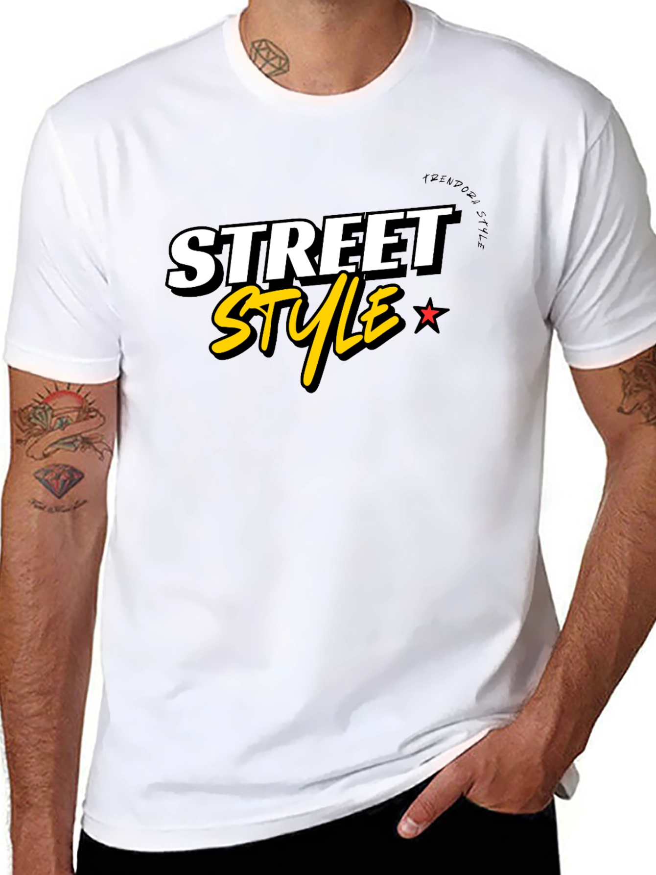 Black Street Style Graphic Tee - Black Cotton Blend view 8