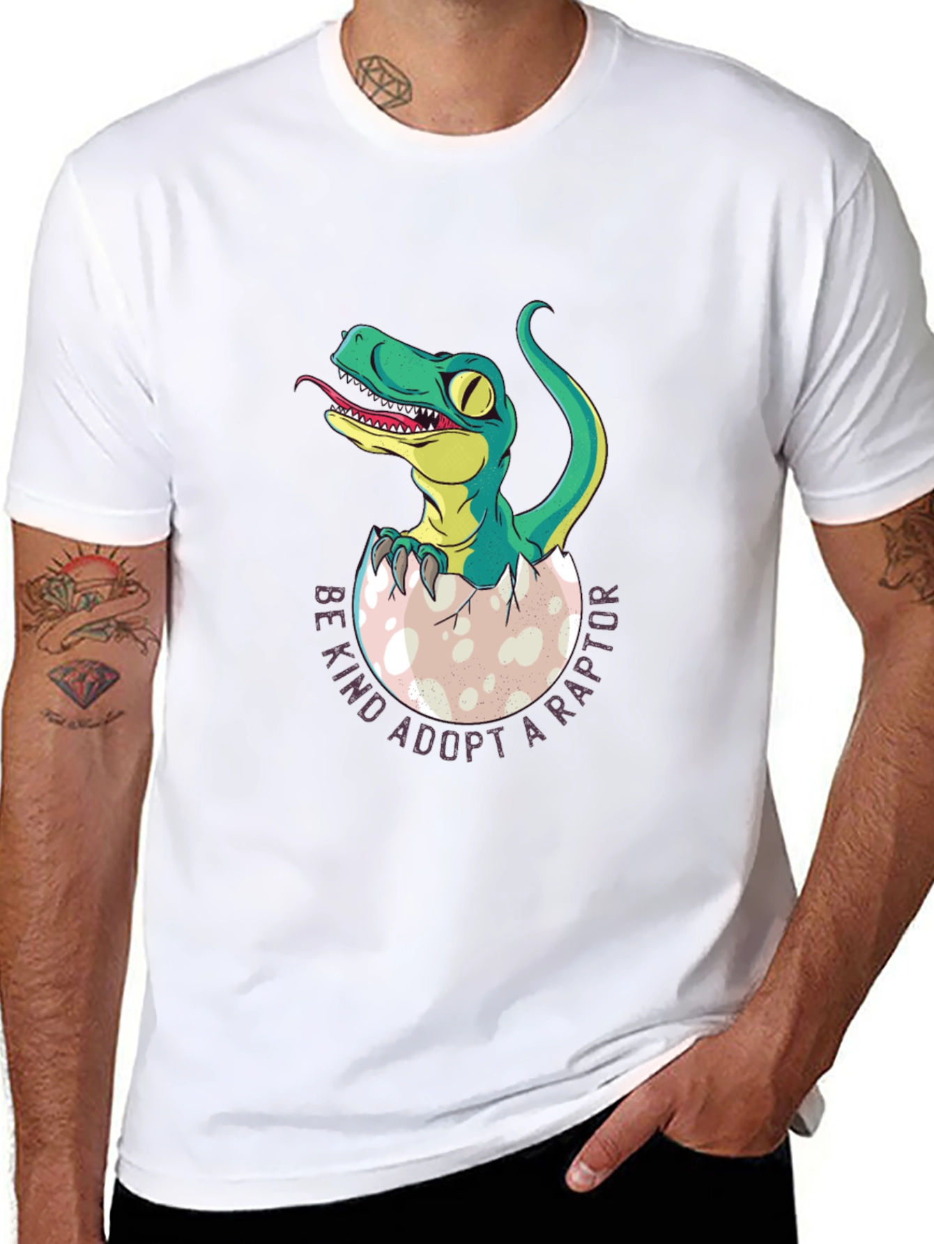 Black Adopt a Raptor T-Shirt - Unique Dinosaur Tee view 8