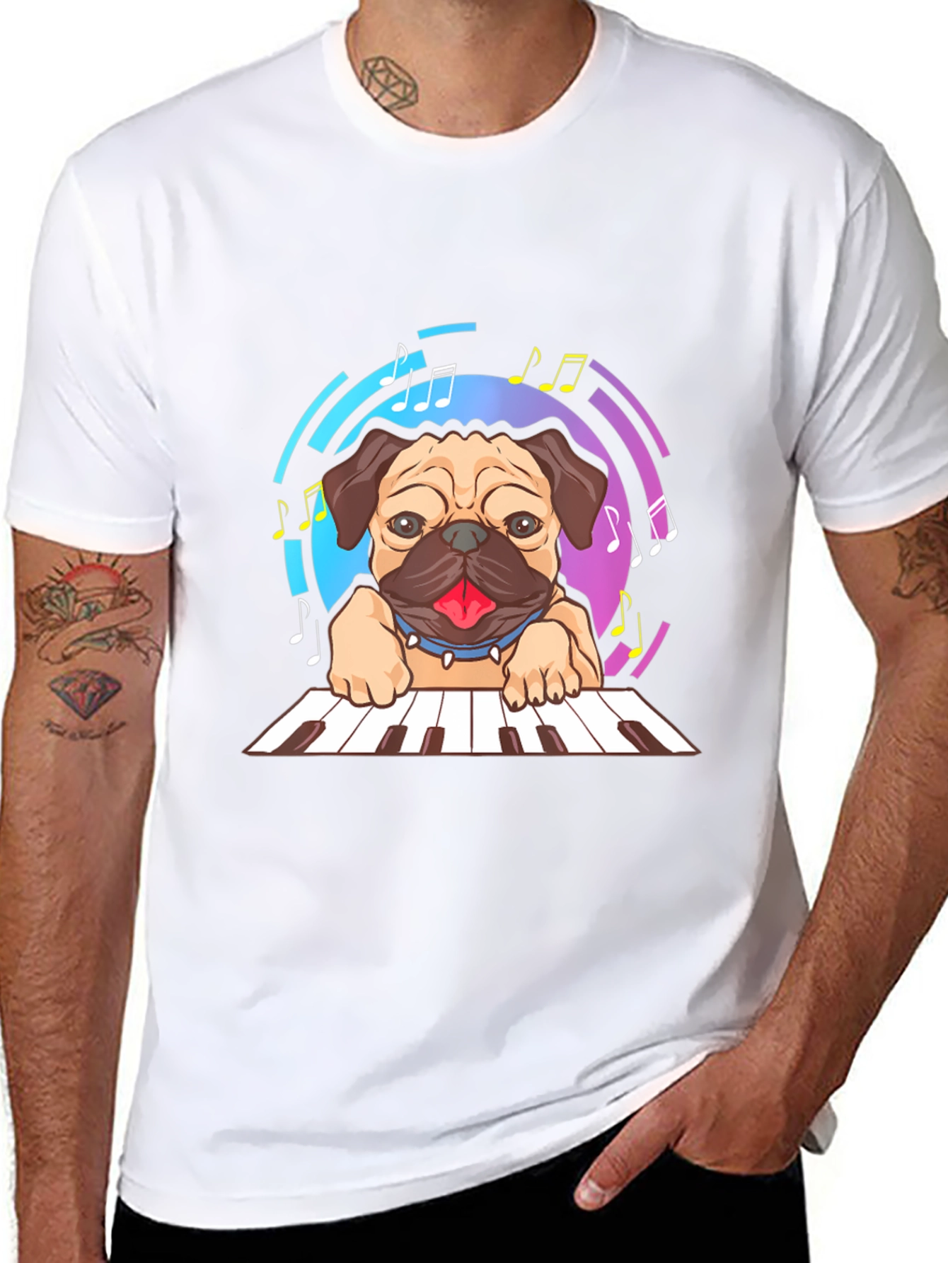 Black Pug Pianist Graphic Tee view 8
