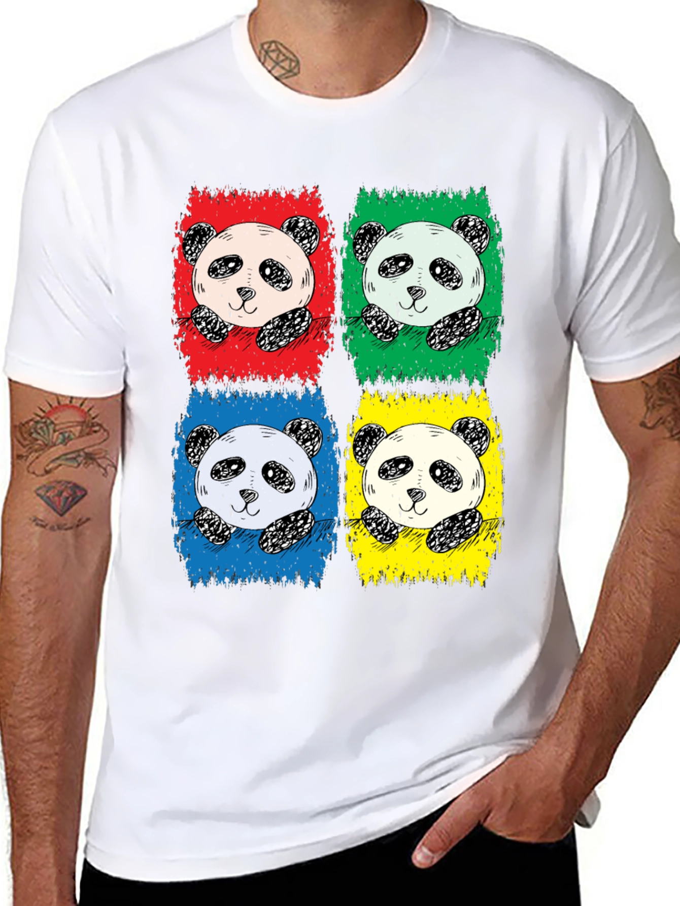 Black Pop Art Panda Graphic Tee - Unisex view 8