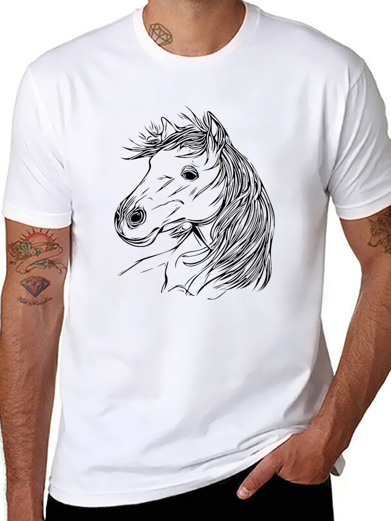 Black Horse Outline Graphic Print Tee view 8