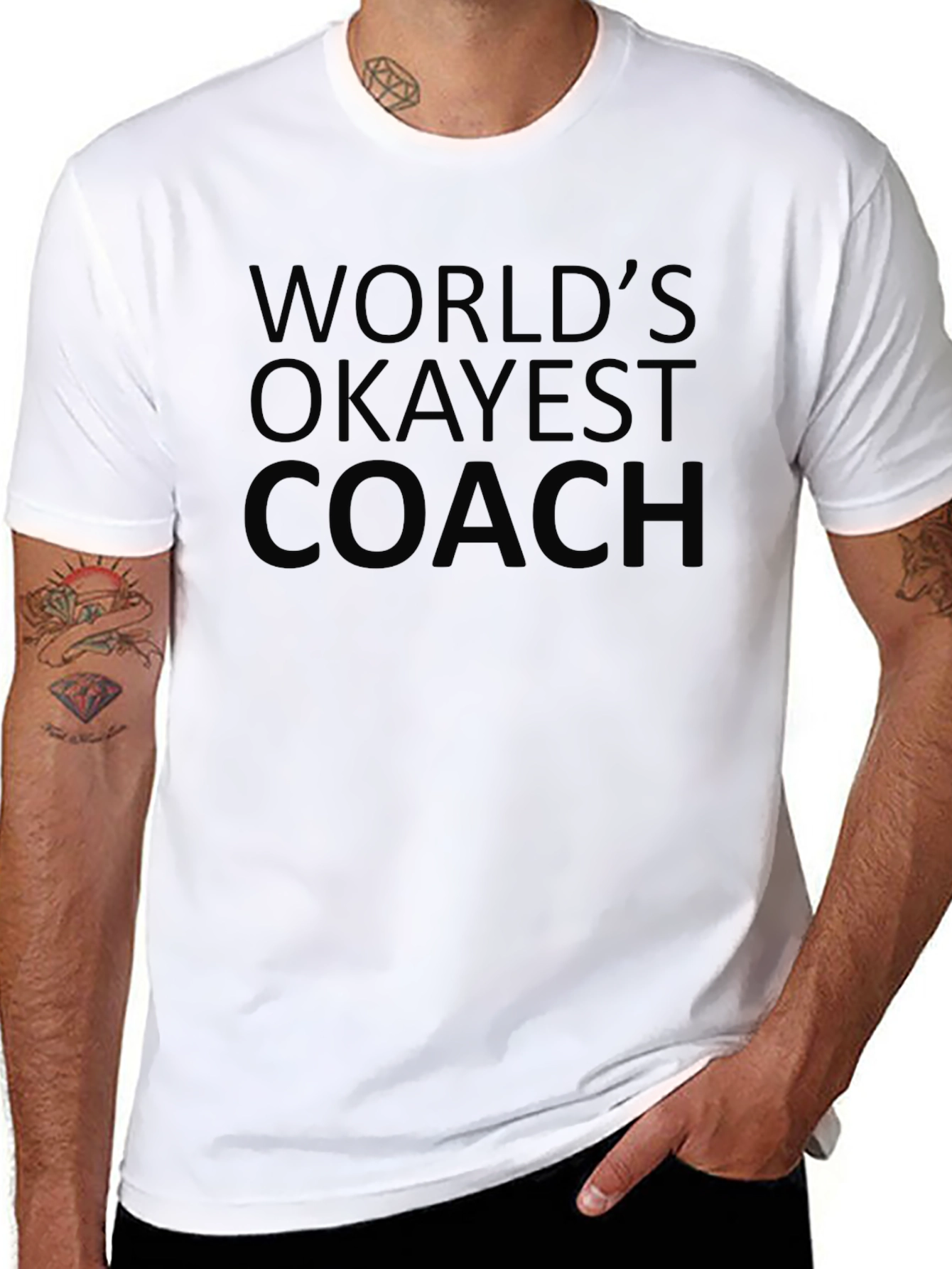 Black World's Okayest Coach Black T-Shirt view 8