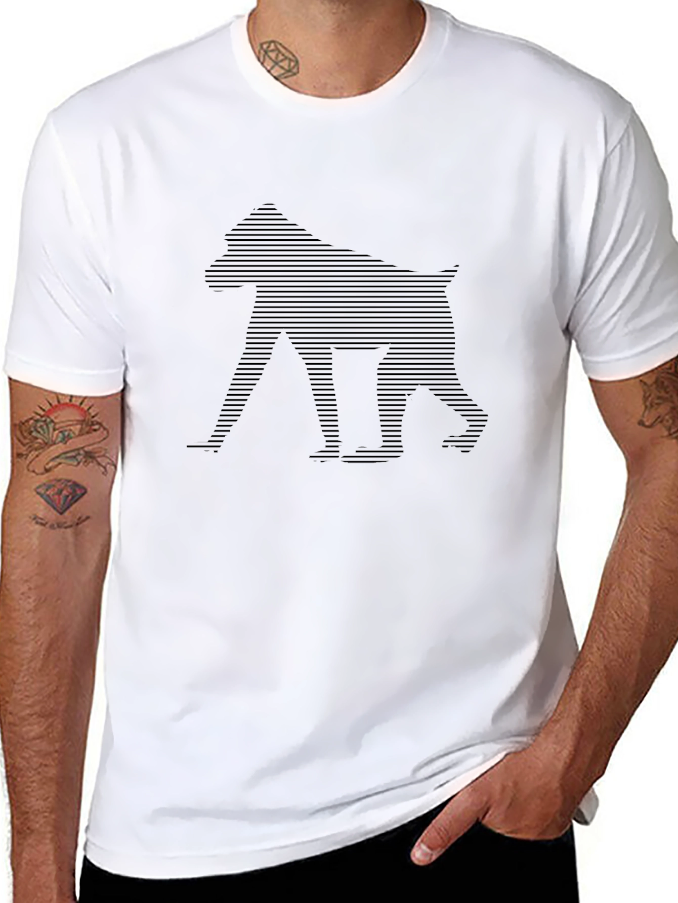 Black Modern Dog Silhouette Graphic Tee - Black view 8