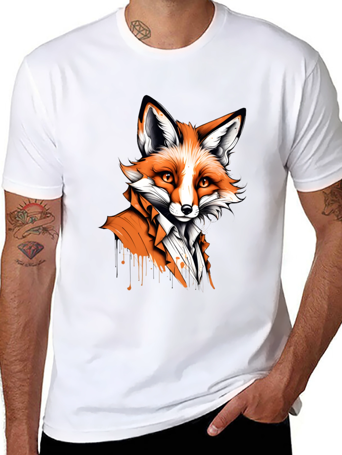 Black Fox in Suit Graphic Tee - Unique Animal Design view 8