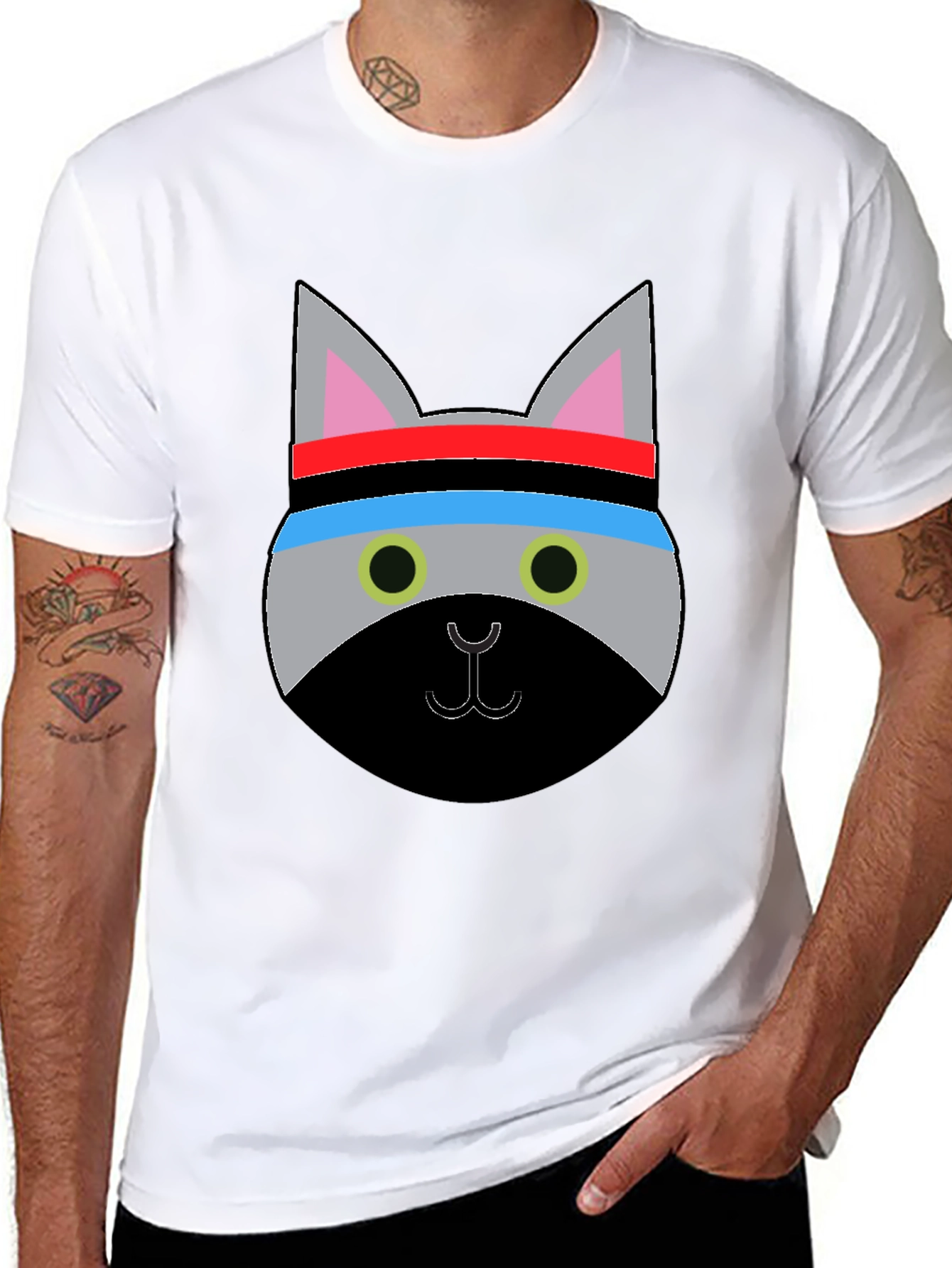Black Cool Cat Workout T-Shirt - Funny Graphic Tee view 8