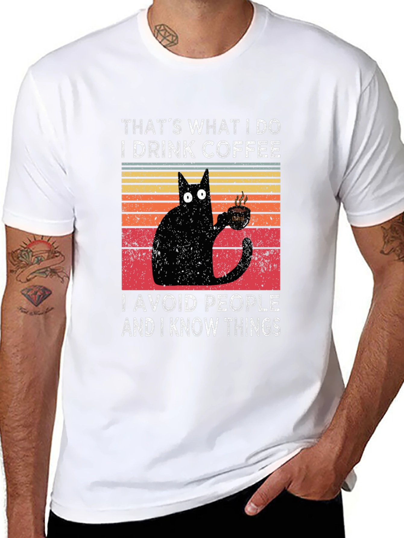 Black Coffee Cat T-Shirt - I Drink Coffee, Avoid People view 8