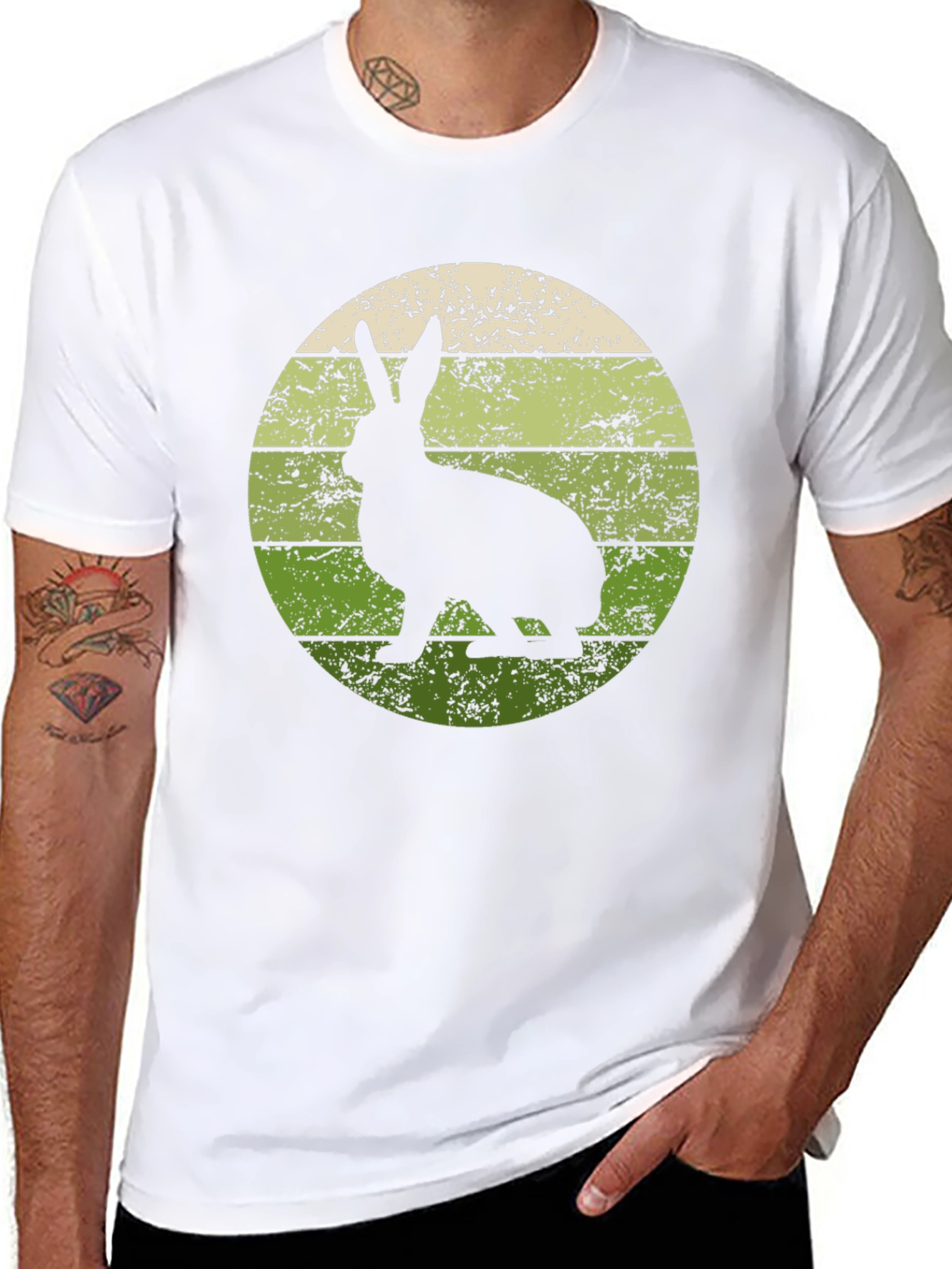 Black Retro Rabbit Graphic Tee - Vintage Style view 8
