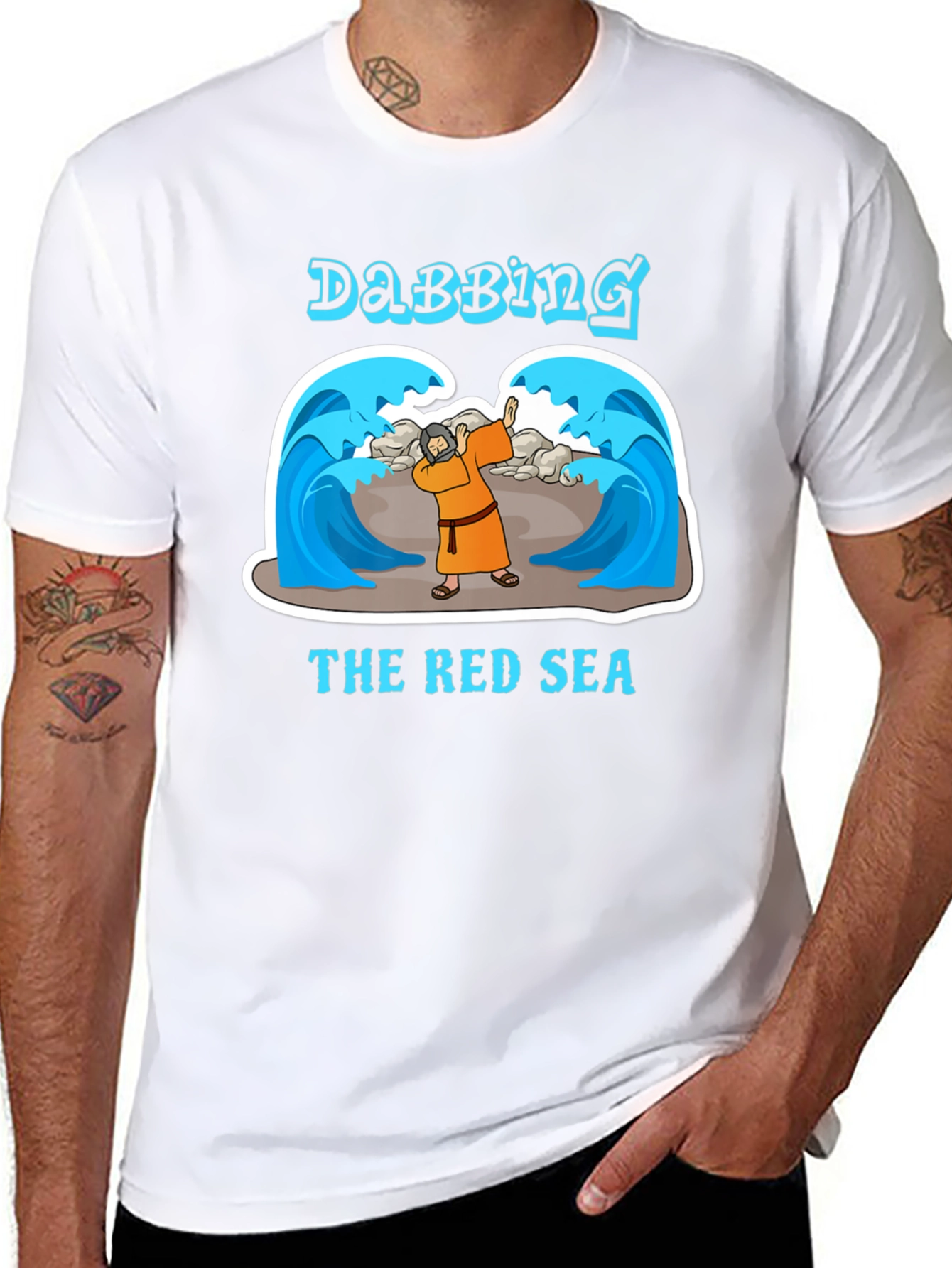 Black Dabbing the Red Sea T-Shirt - Funny Moses Tee view 8