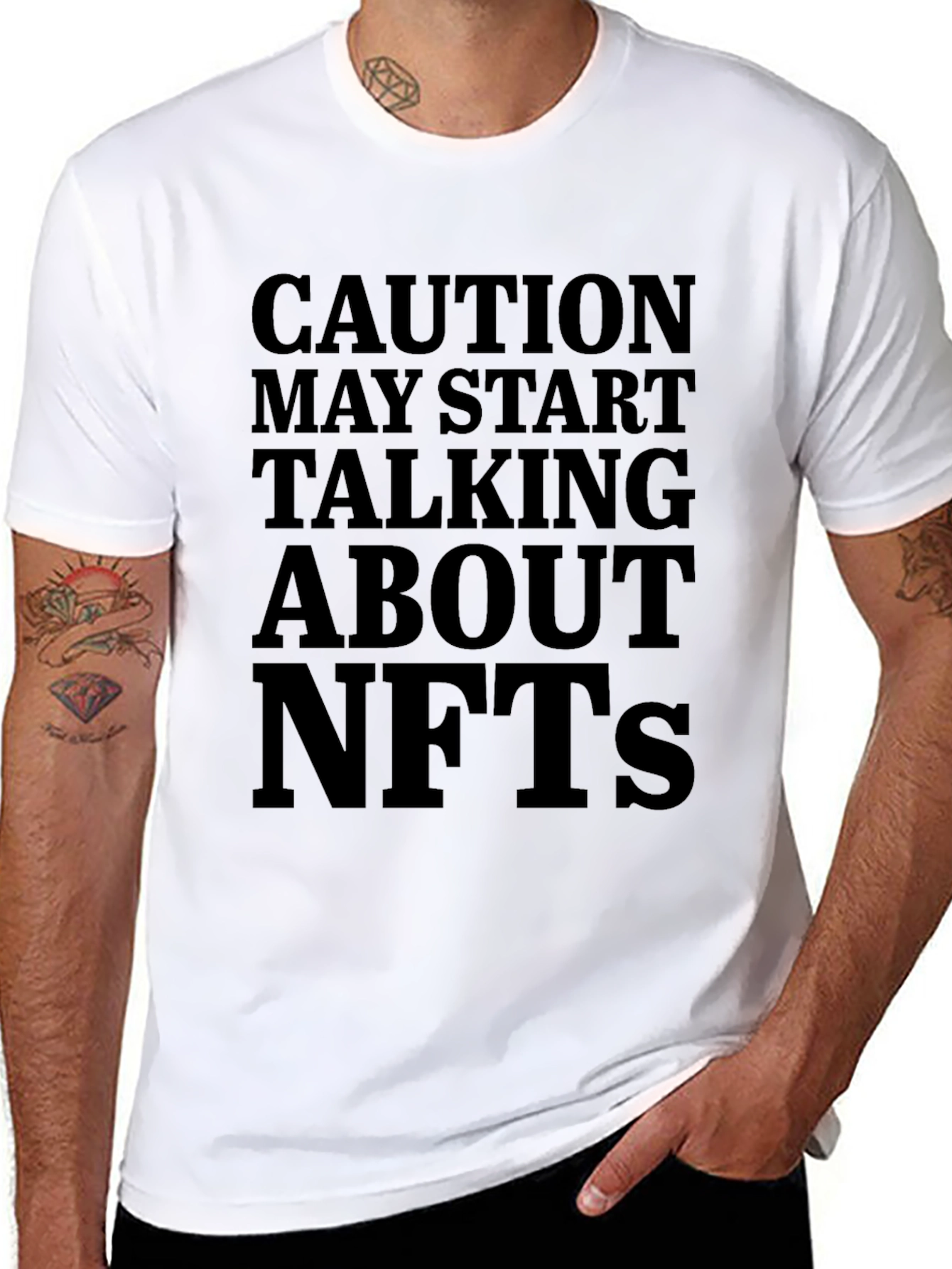 Black Caution May Start Talking About NFTs T-Shirt view 8