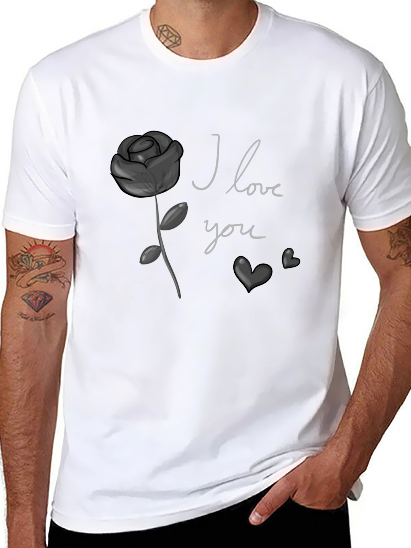 Black I Love You Rose Graphic Tee - Black view 8