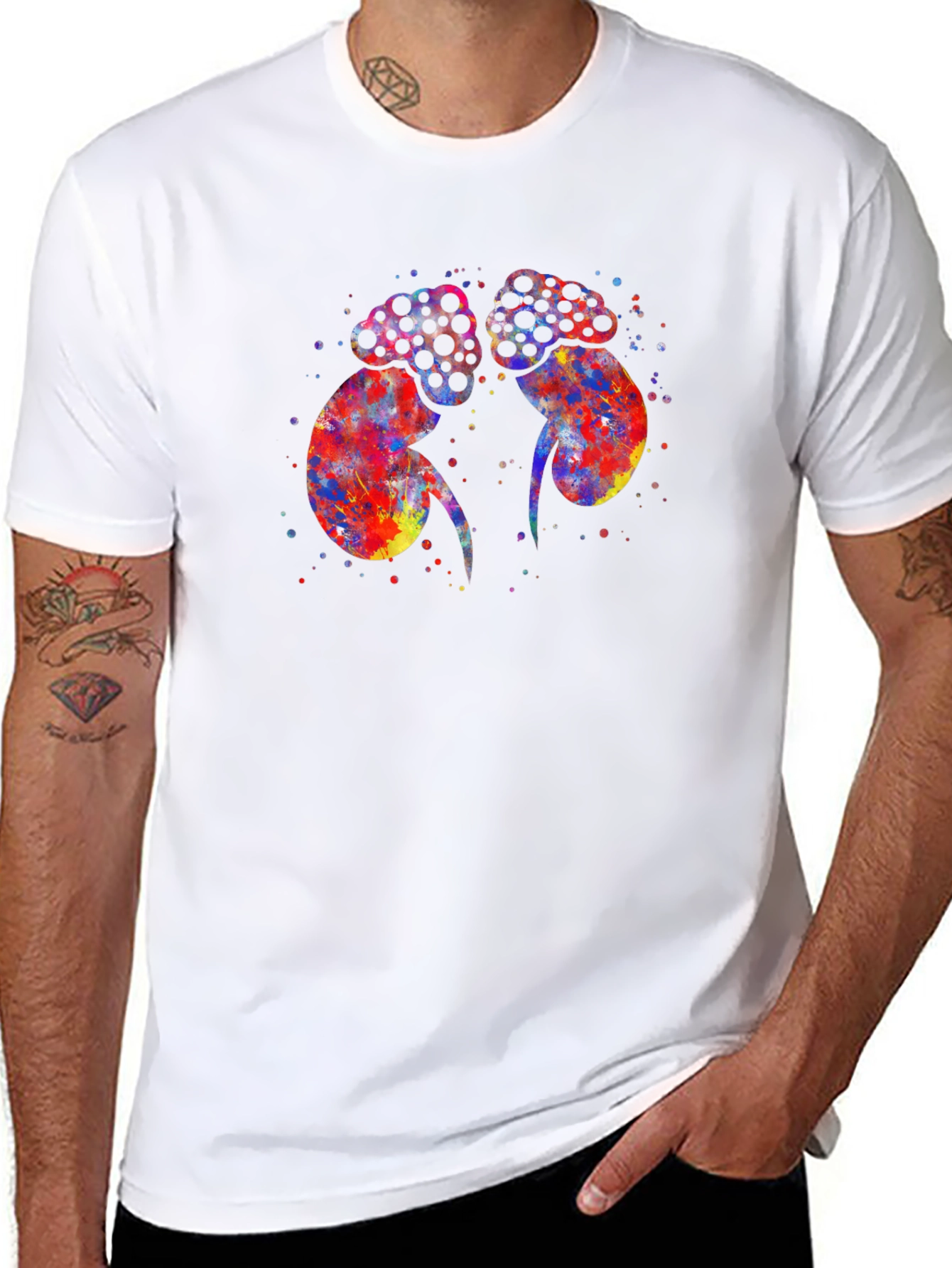 Black Colorful Kidney Print Black T-Shirt view 8