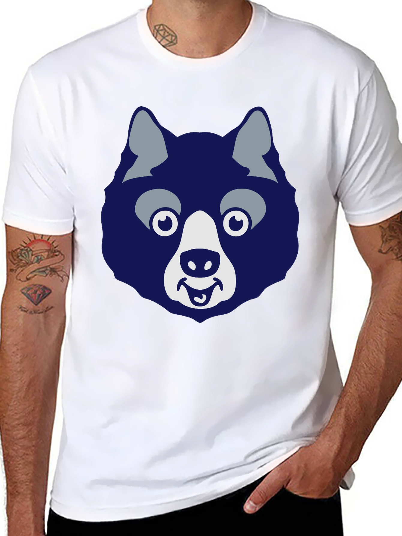 Black Funny Husky Graphic Tee - Men's Black T-Shirt view 8