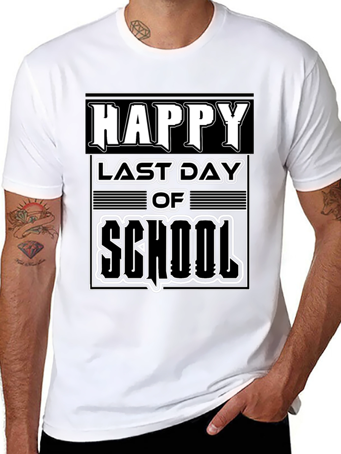 Black Happy Last Day of School Graphic Tee - Black Cotton Blend view 8