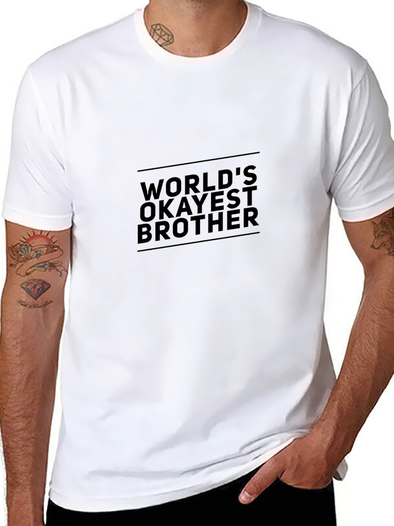 Black World's Okayest Brother Black T-Shirt view 8