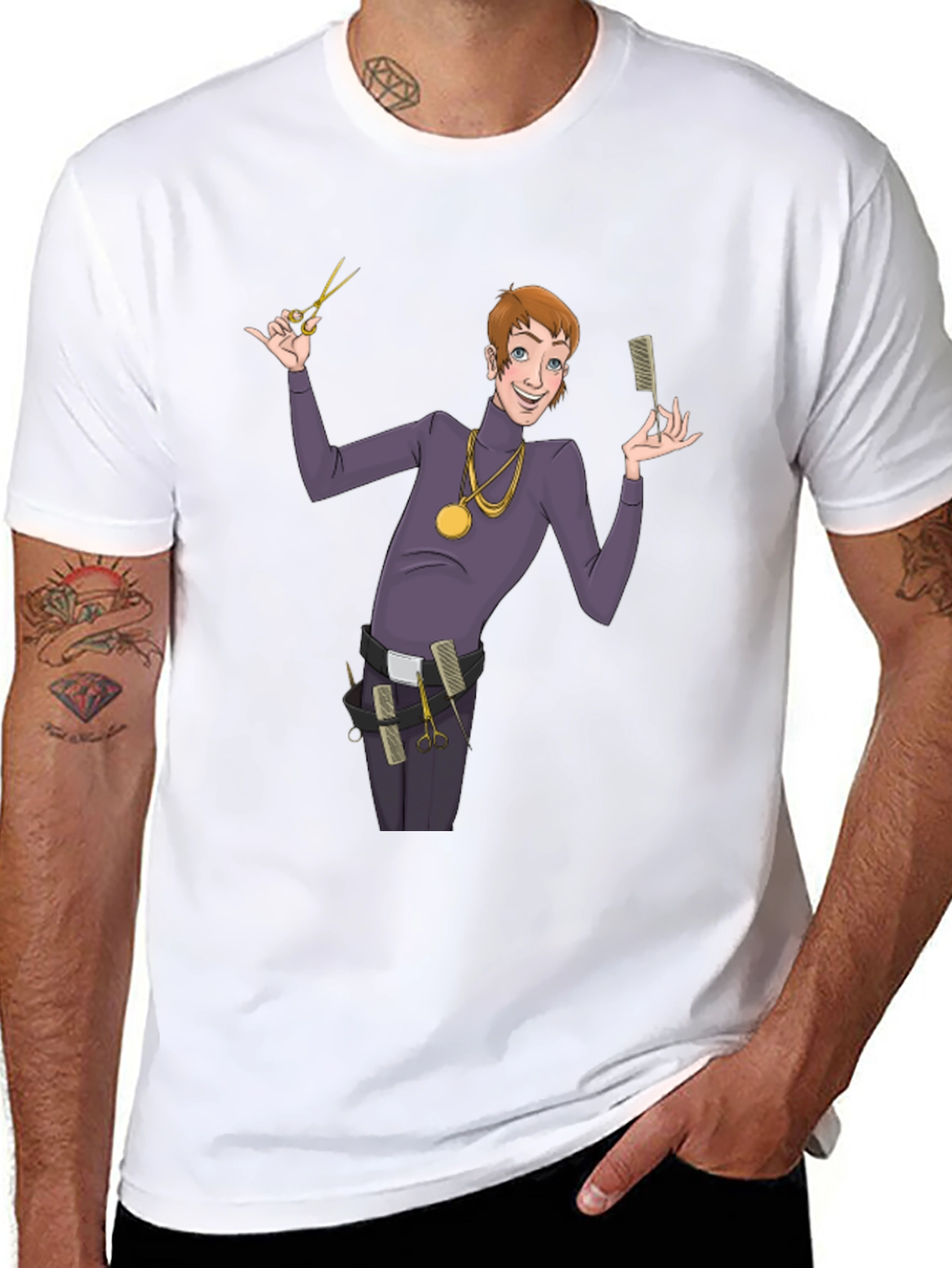 Black Barber Cartoon Graphic T-Shirt view 8