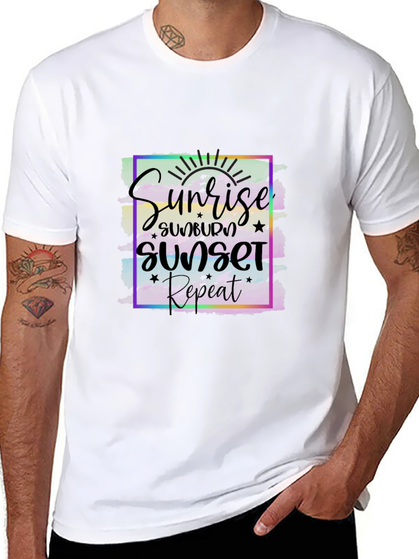 Black Sunrise Sunset Repeat Graphic Tee view 8