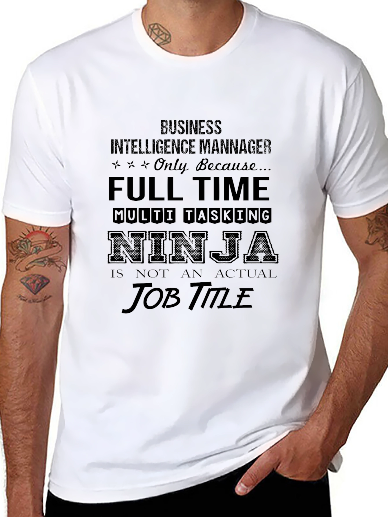 Black Business Intelligence Ninja T-Shirt view 8