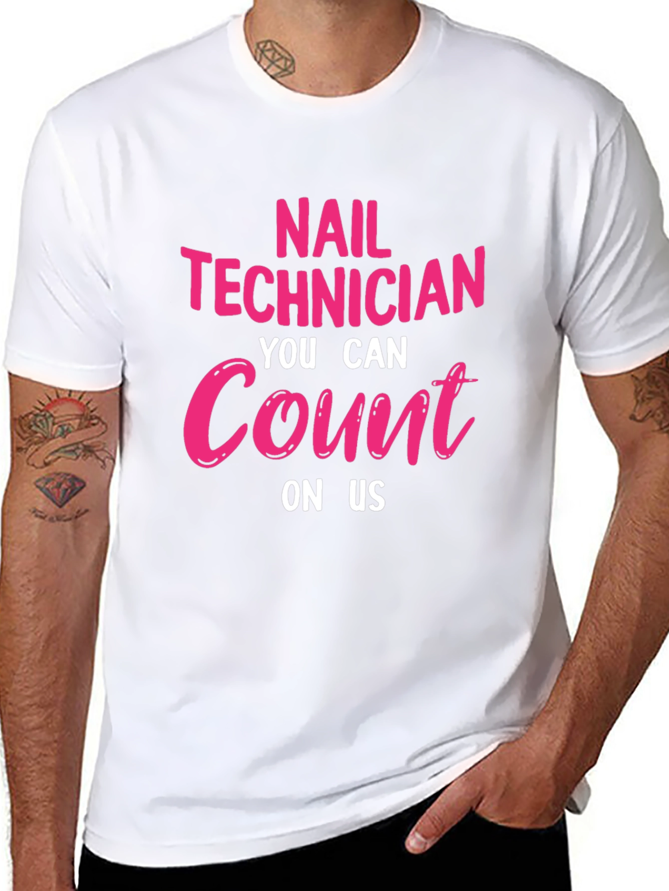 Black Nail Technician T-Shirt: You Can Count On Us view 8