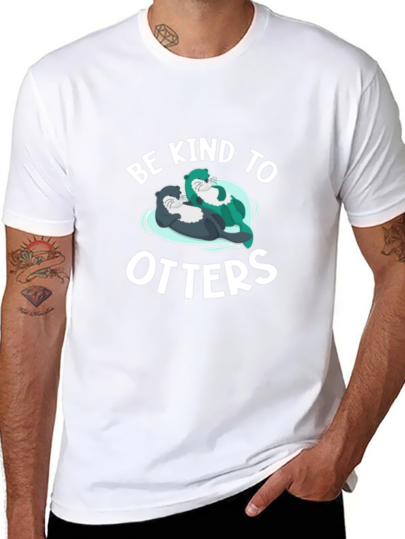 Black Be Kind To Otters Black T-Shirt view 8