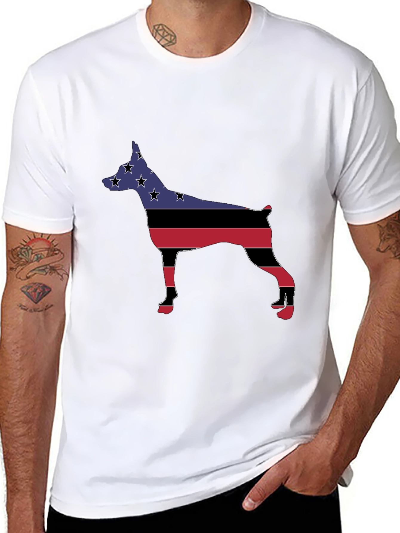 Black Patriotic Dog Silhouette Tee view 8