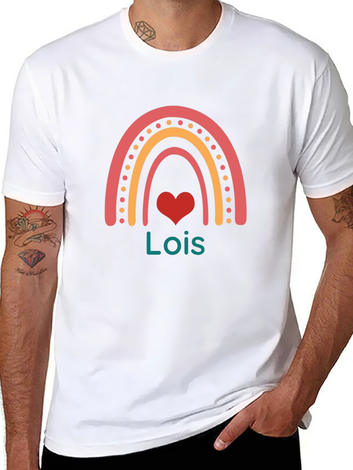 Lois Rainbow Heart Personalized T-Shirt - 8