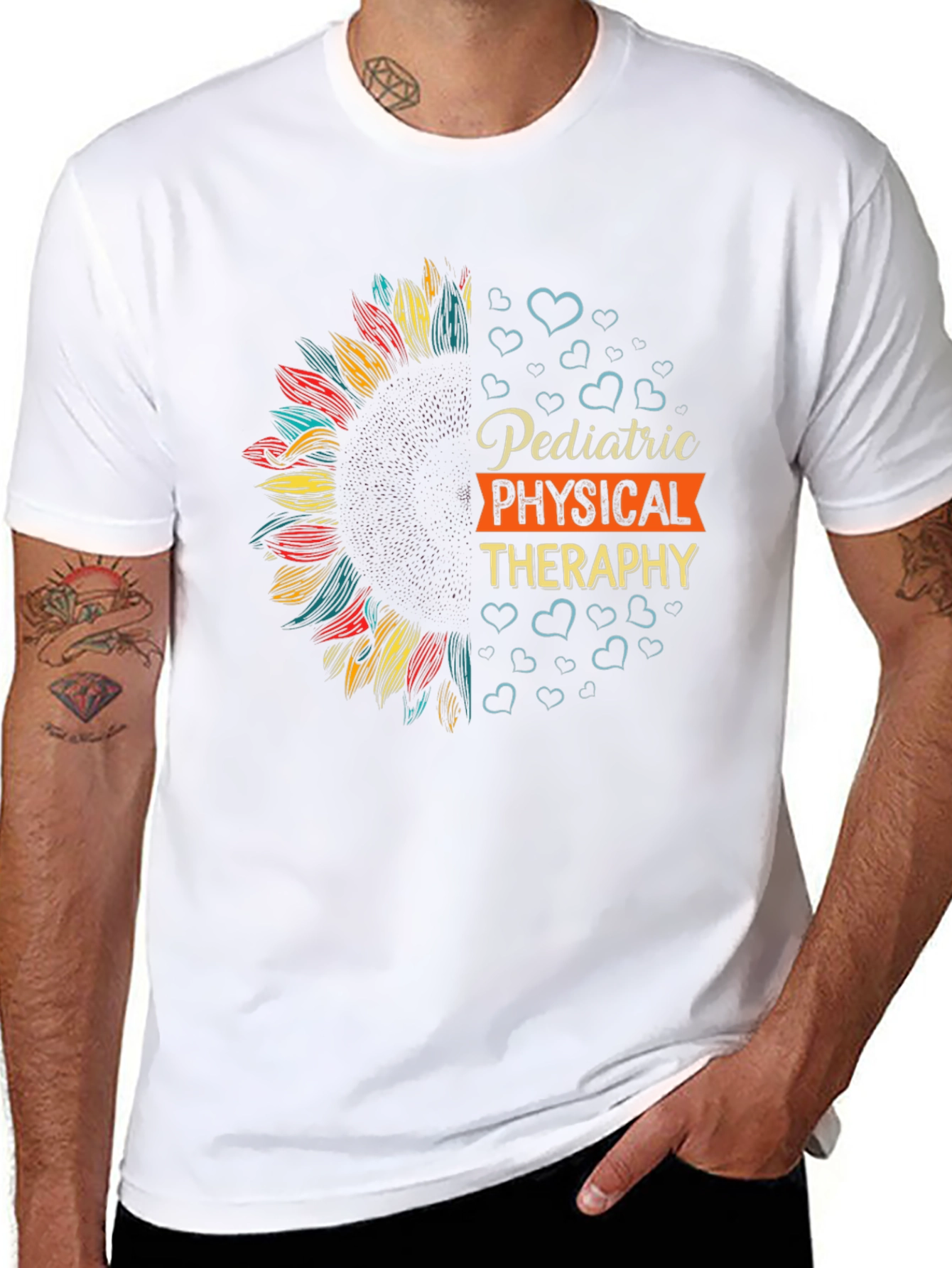 Black Pediatric Physical Therapy Sunflower T-Shirt view 8