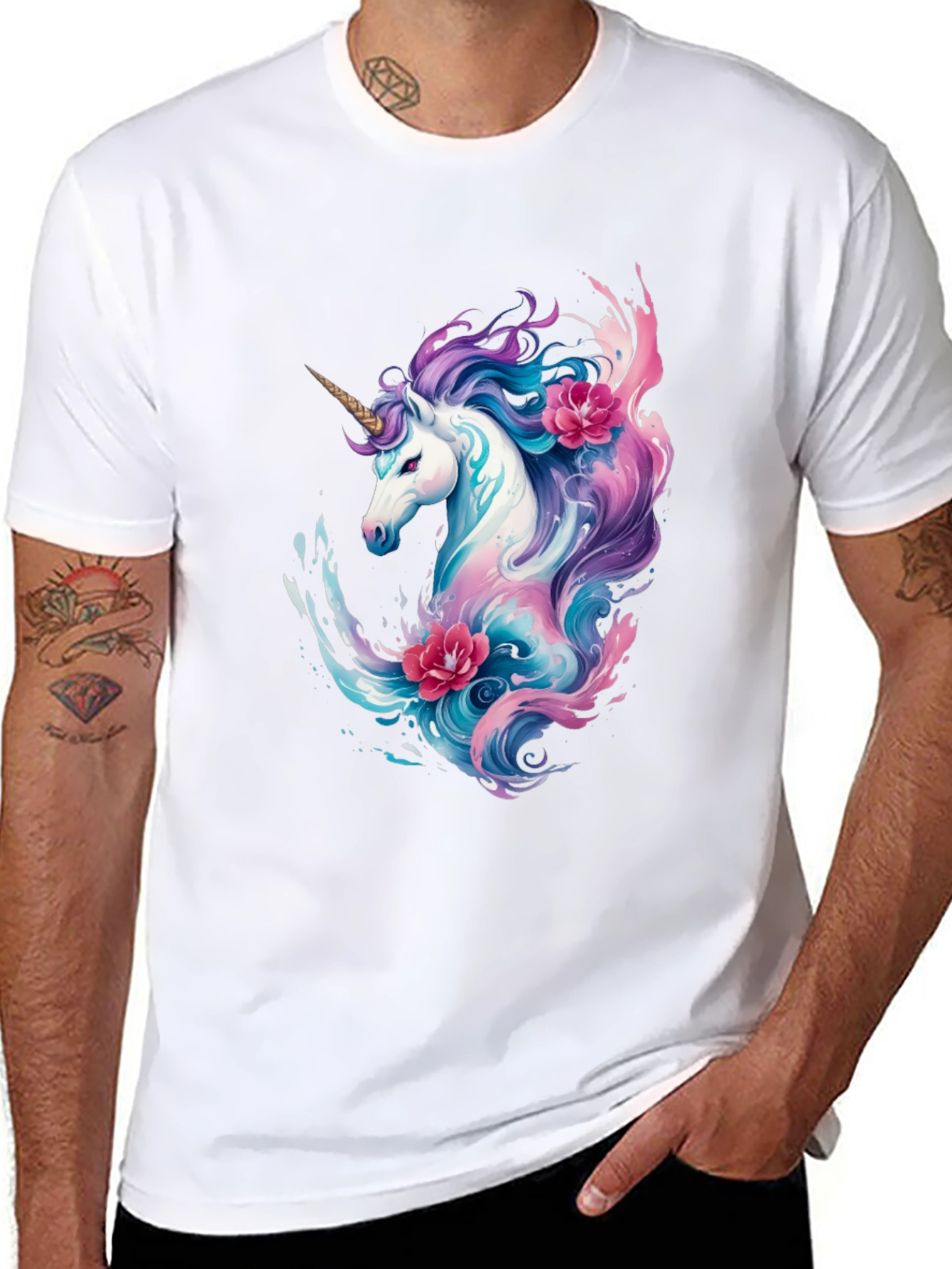 Black Unicorn Graphic Print T-Shirt view 8