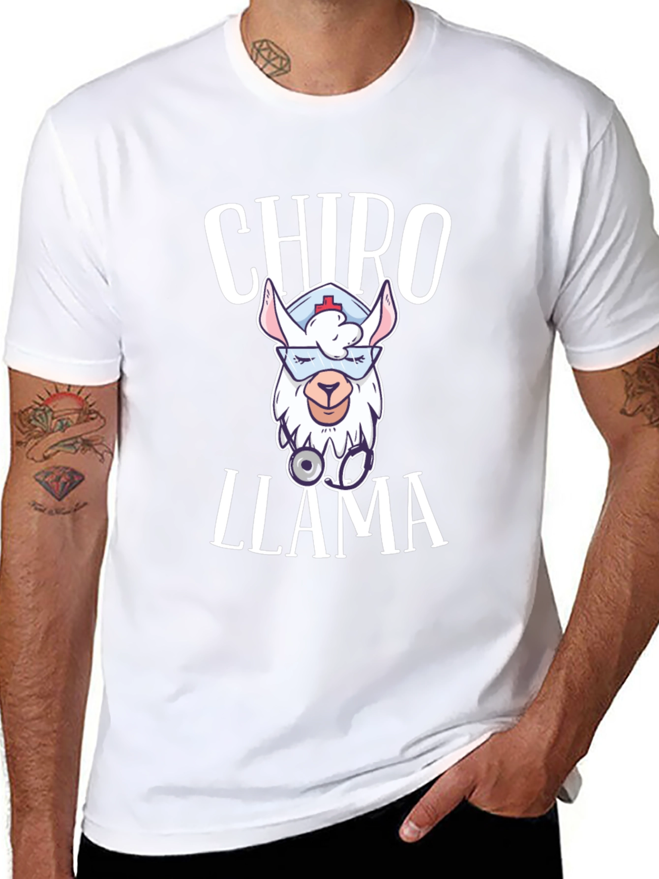 Black Chiro Llama T-Shirt - Cute Chiropractor Gift view 8