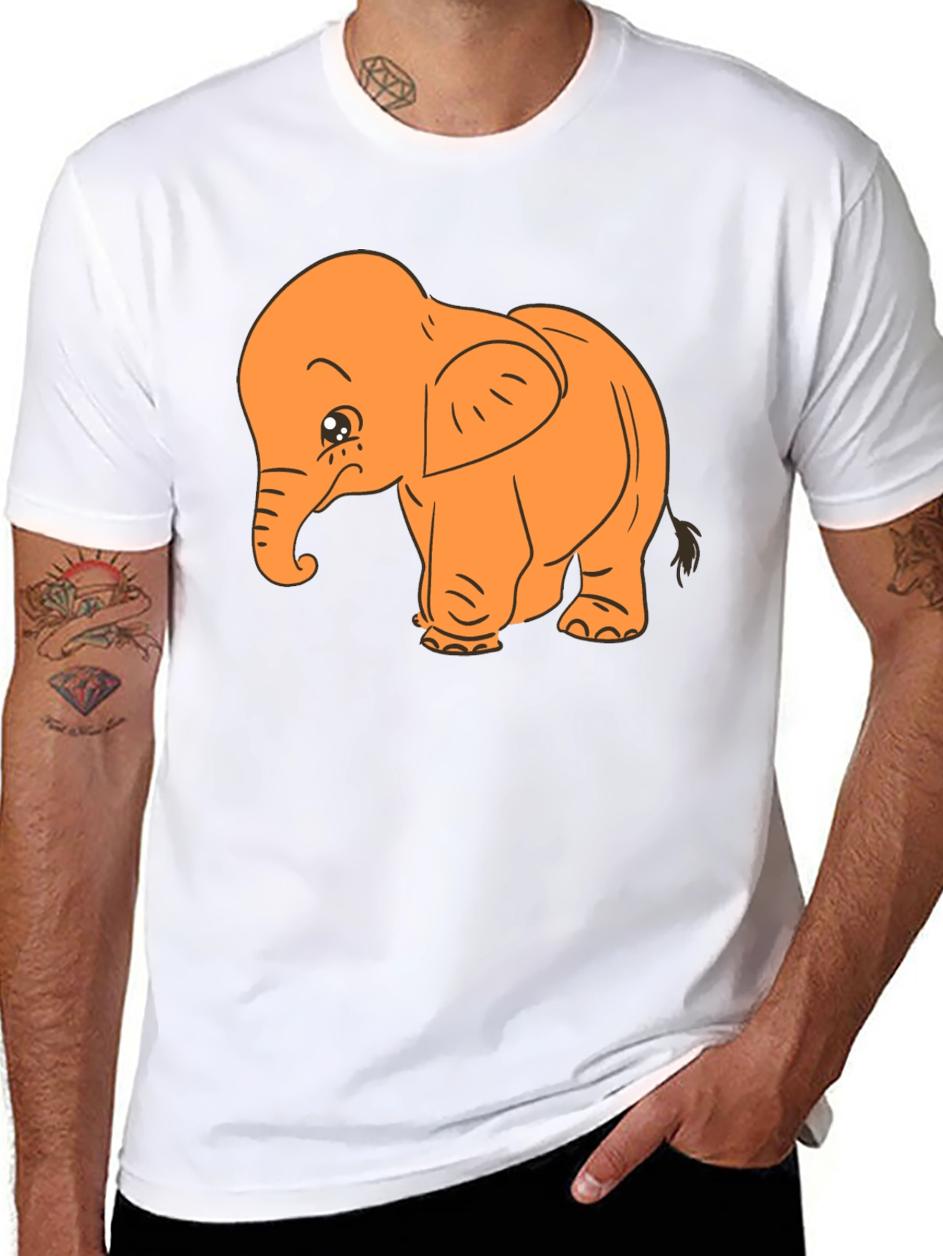 Black Cute Elephant Graphic Tee view 8
