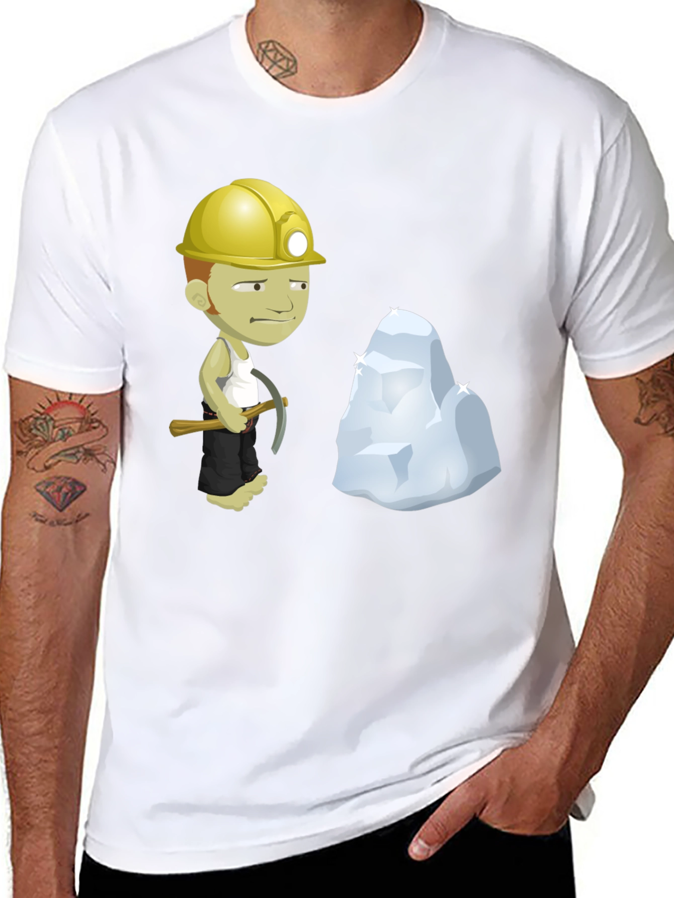Black Miner Cartoon Black T-Shirt view 8