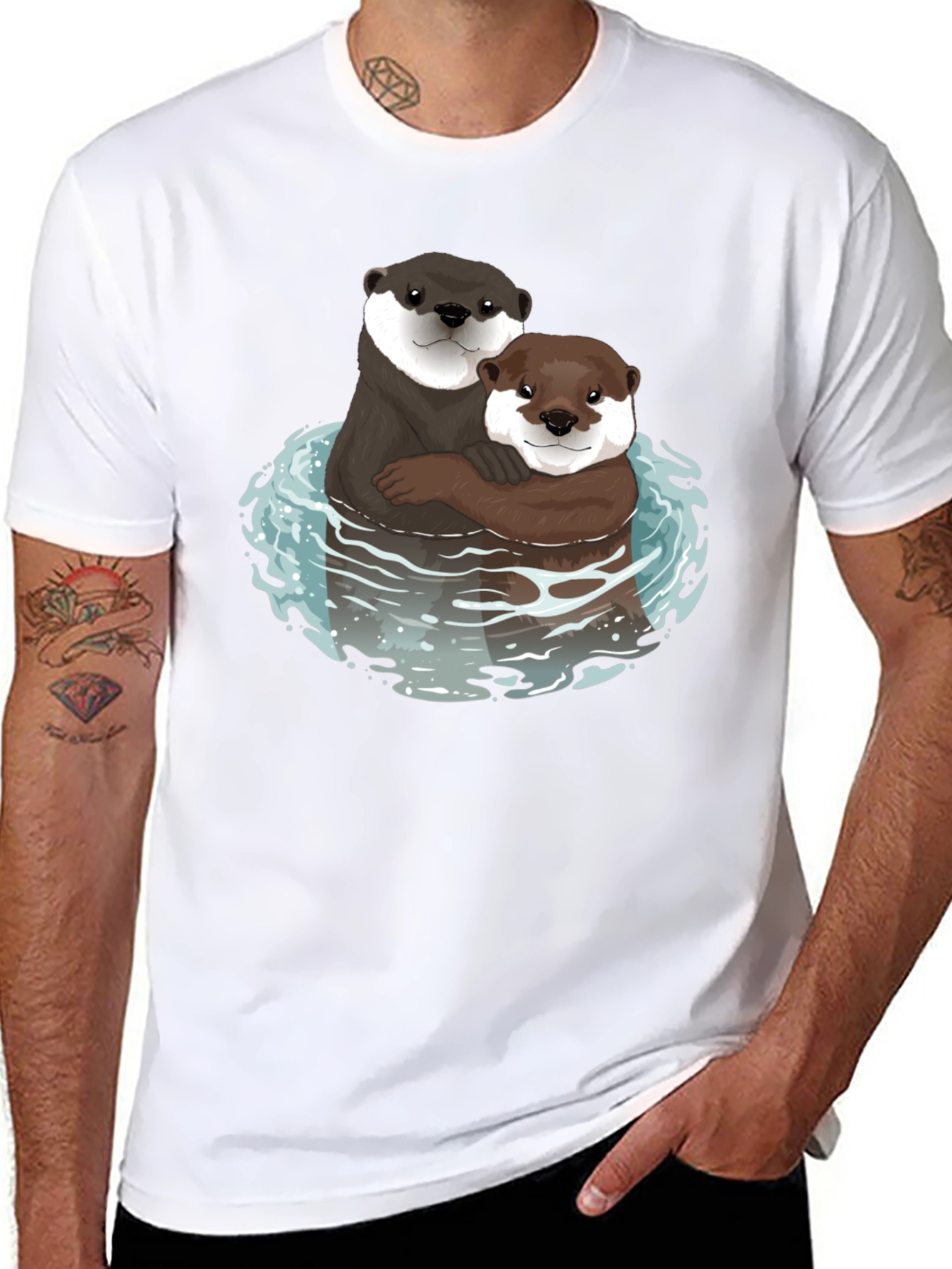 Black Otterly Adorable Graphic Tee - Black Cotton Blend view 8