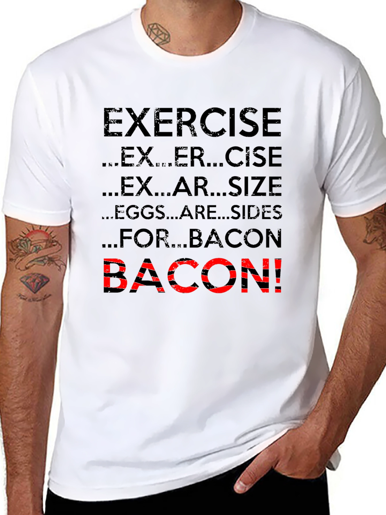 Bacon Exercise T-Shirt Funny Gym Tee - 8