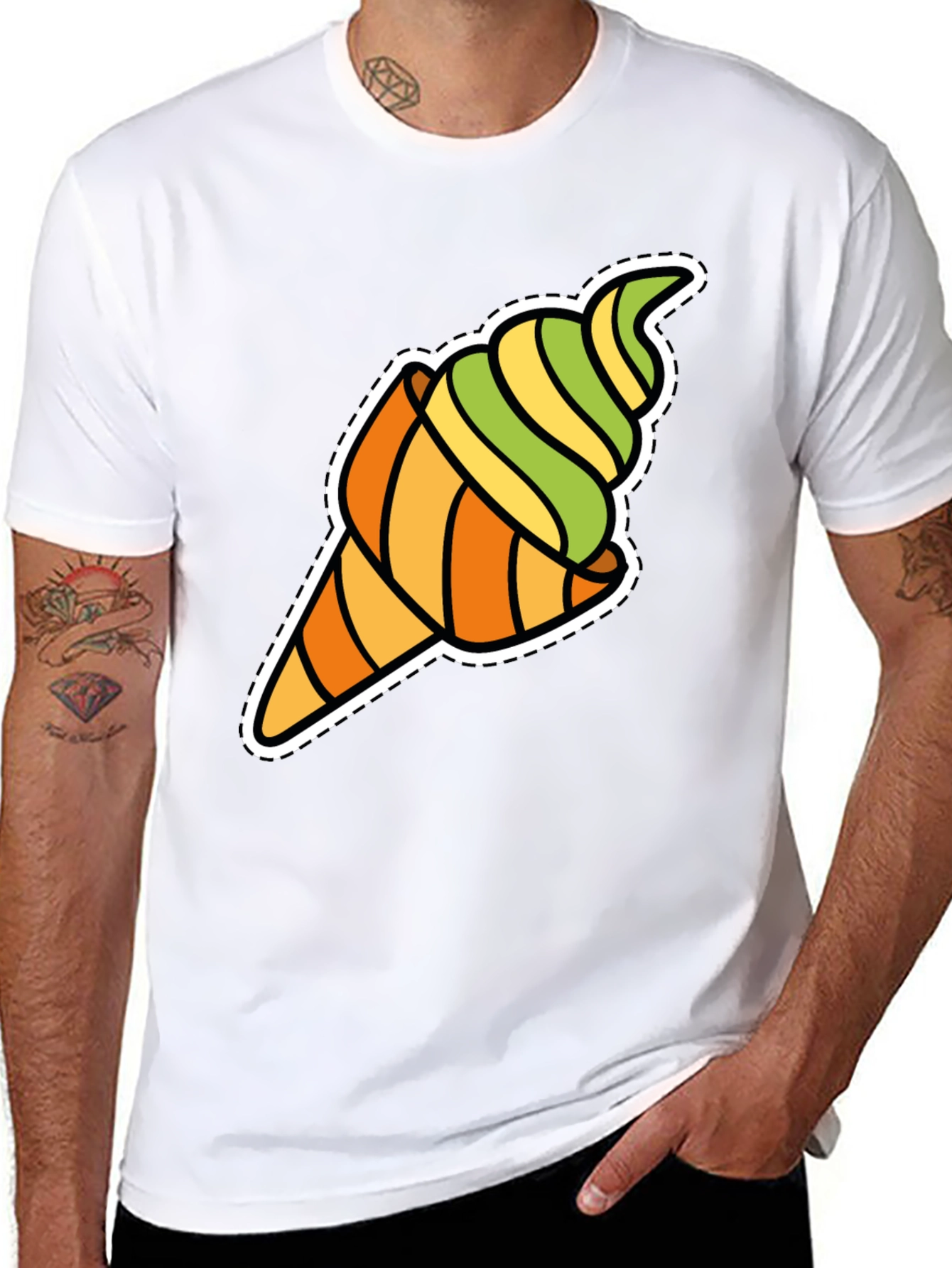 Black Ice Cream Cone Graphic Tee - Fun Novelty Shirt view 8