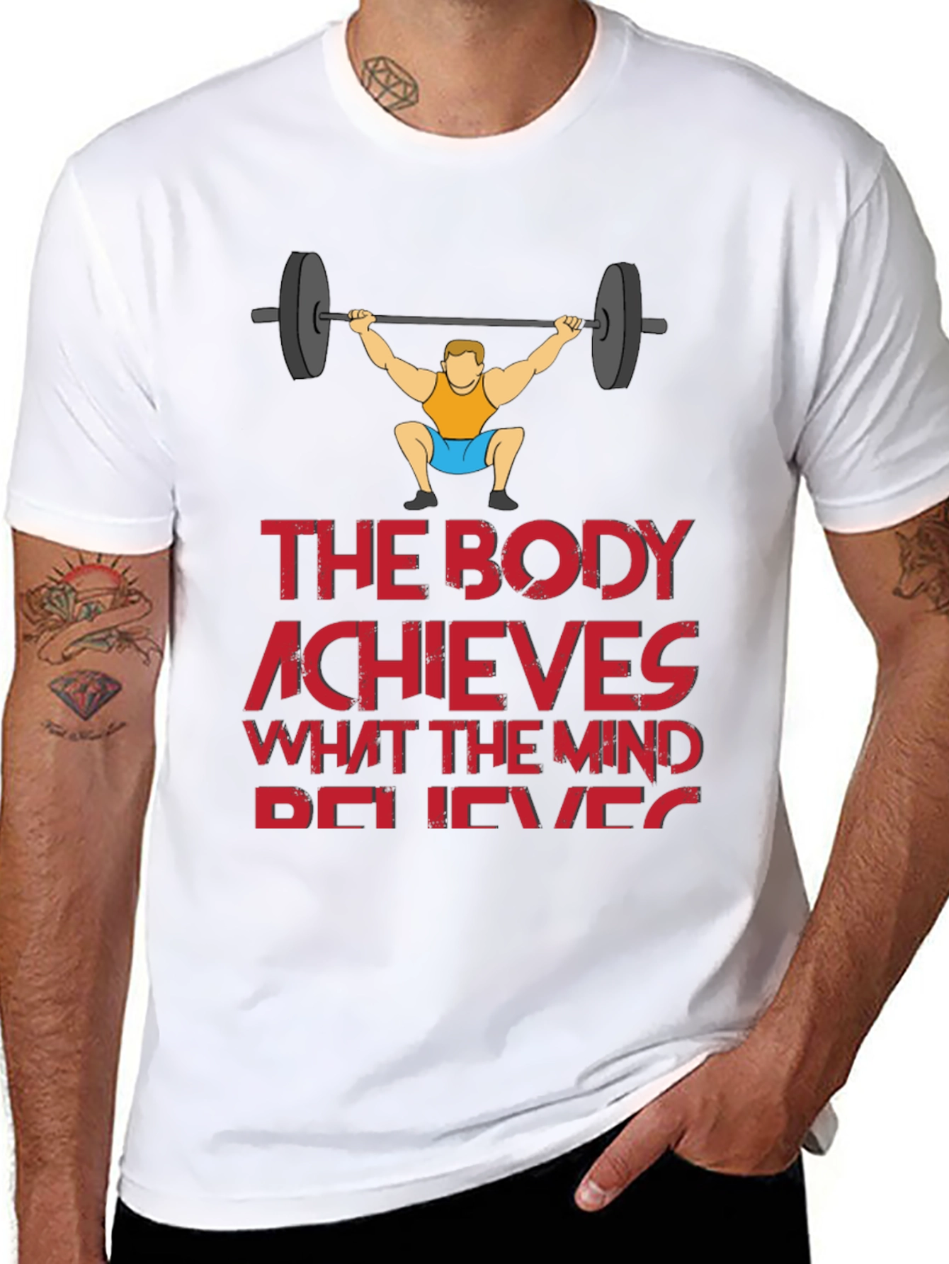 Black Workout Motivation T-Shirt - The Body Achieves view 8