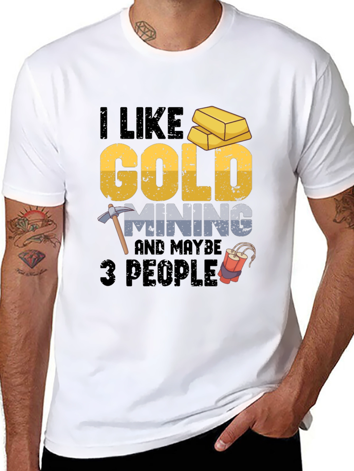 Black I Like Gold Mining & Maybe 3 People Funny T-Shirt view 8