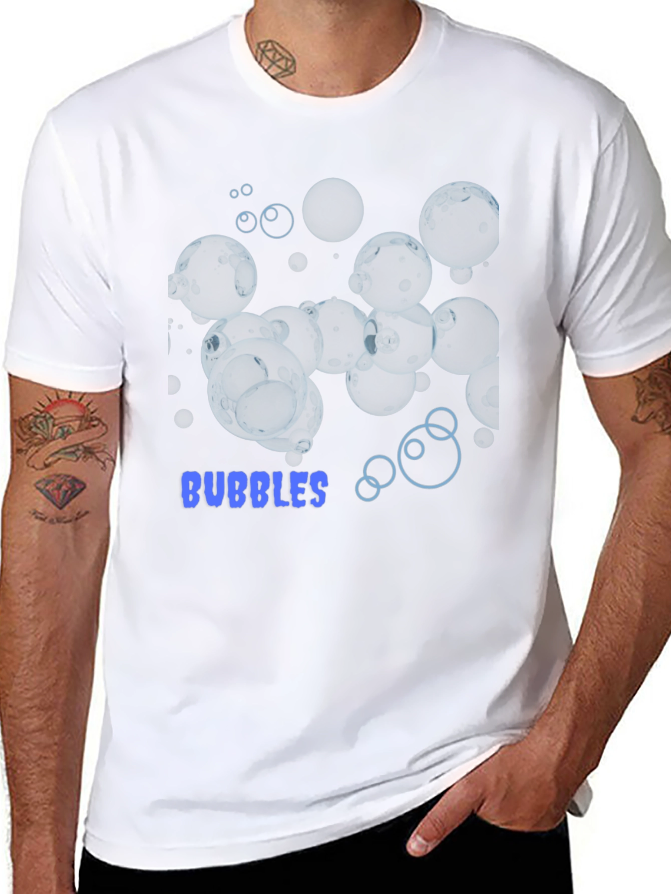 Black Bubbles Graphic Tee - Stylish Black Cotton T-Shirt view 8