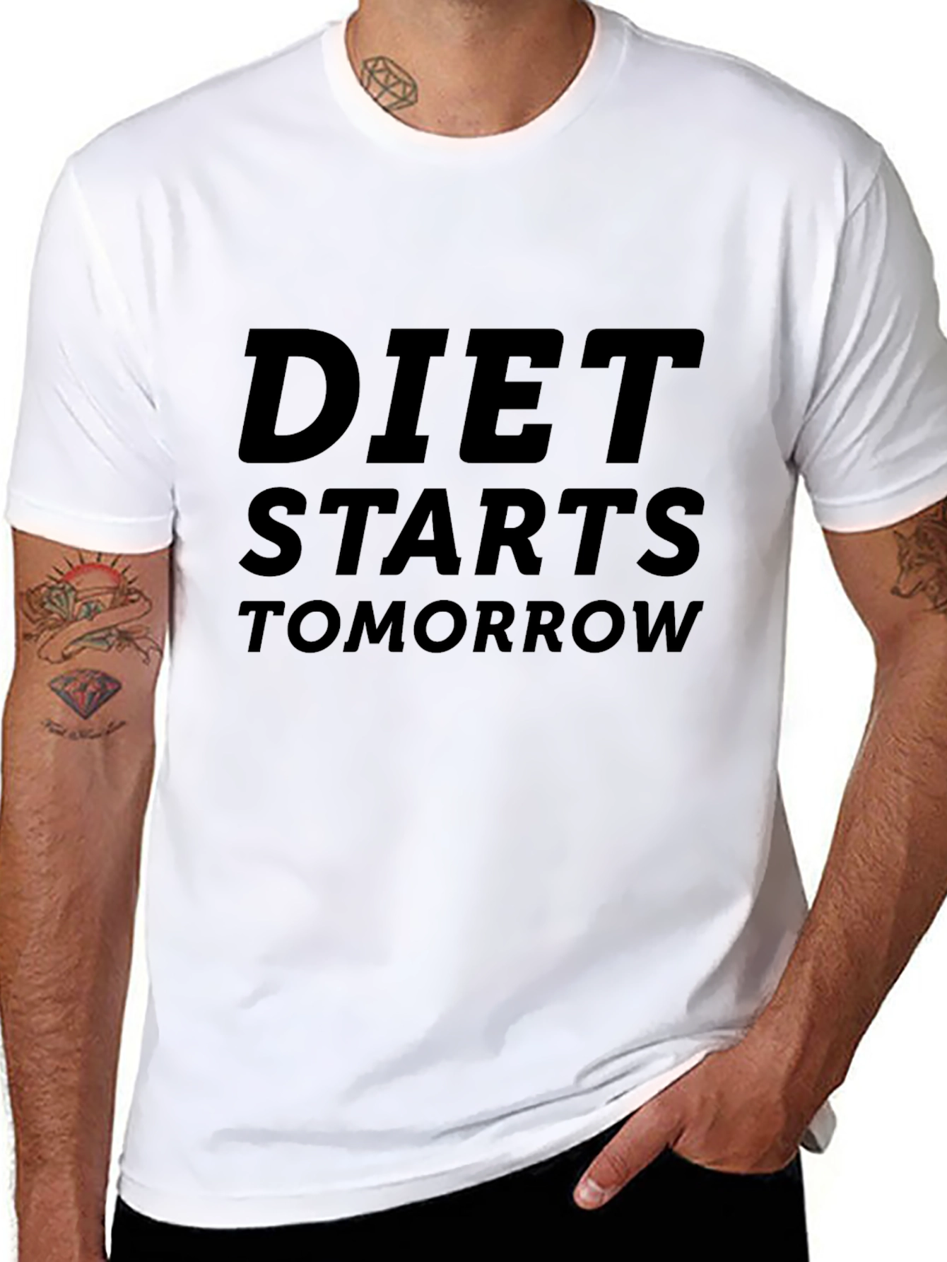Black Funny Diet Starts Tomorrow Graphic T-Shirt view 8