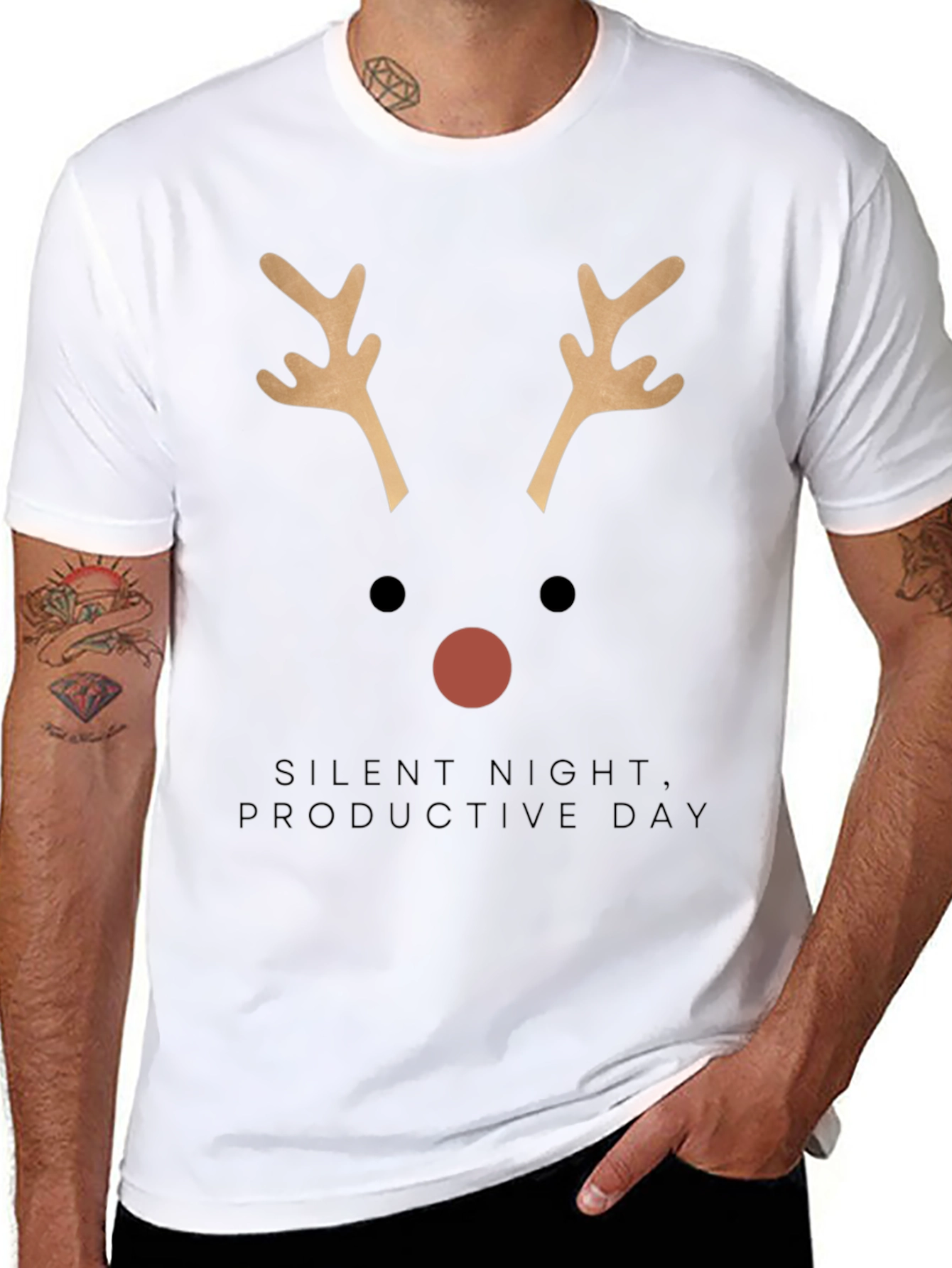 Black Holiday Reindeer T-Shirt view 8