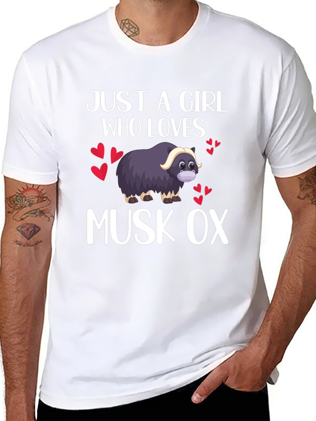 Black Just A Girl Who Loves Musk Ox T-Shirt view 8