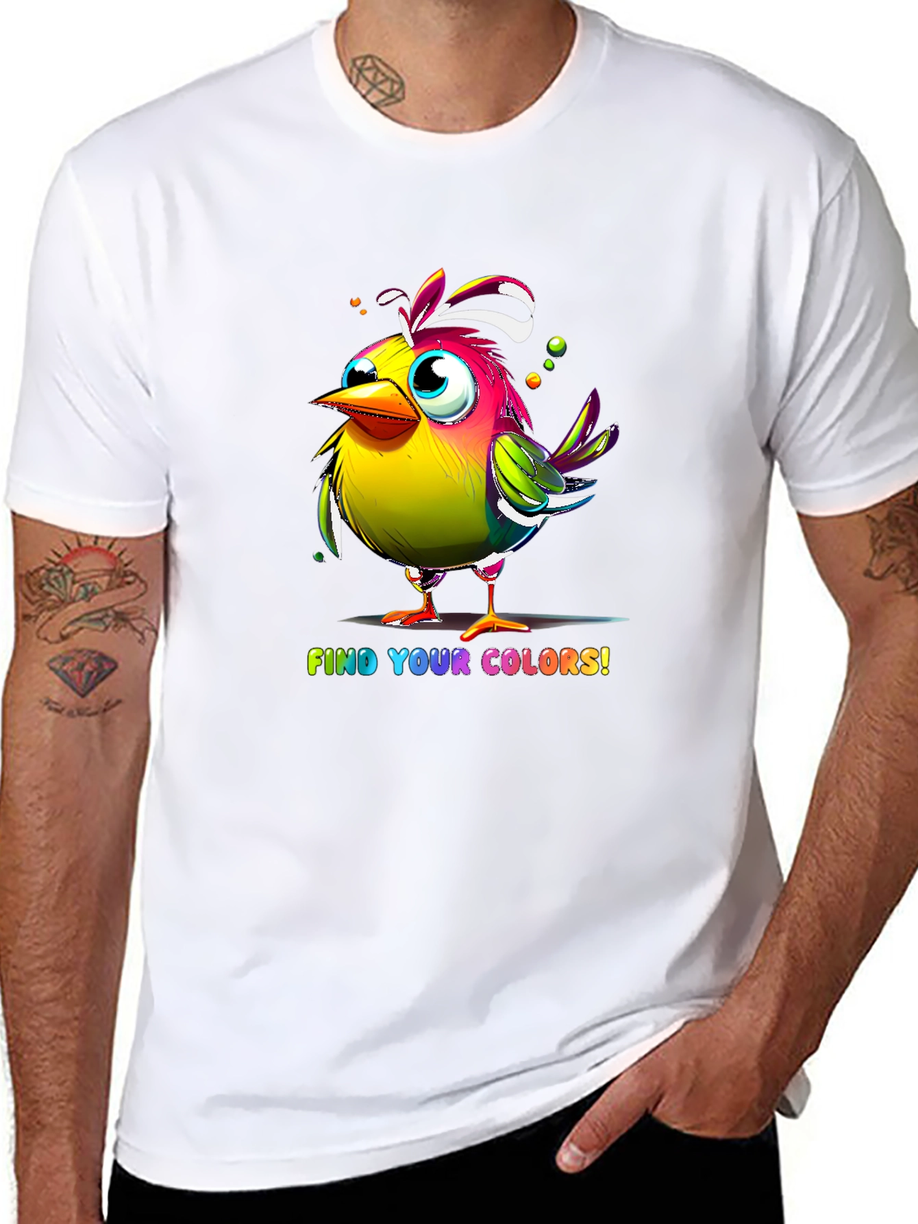 Black Colorful Bird T-Shirt - Find Your Colors view 8