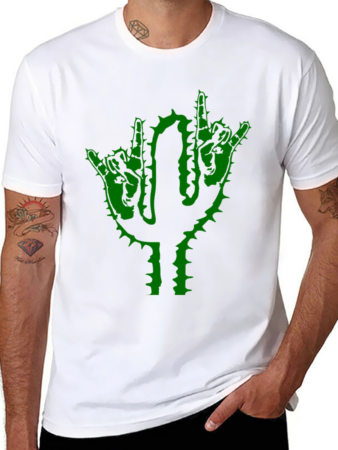 Black Cactus Rock On Graphic T-Shirt view 8